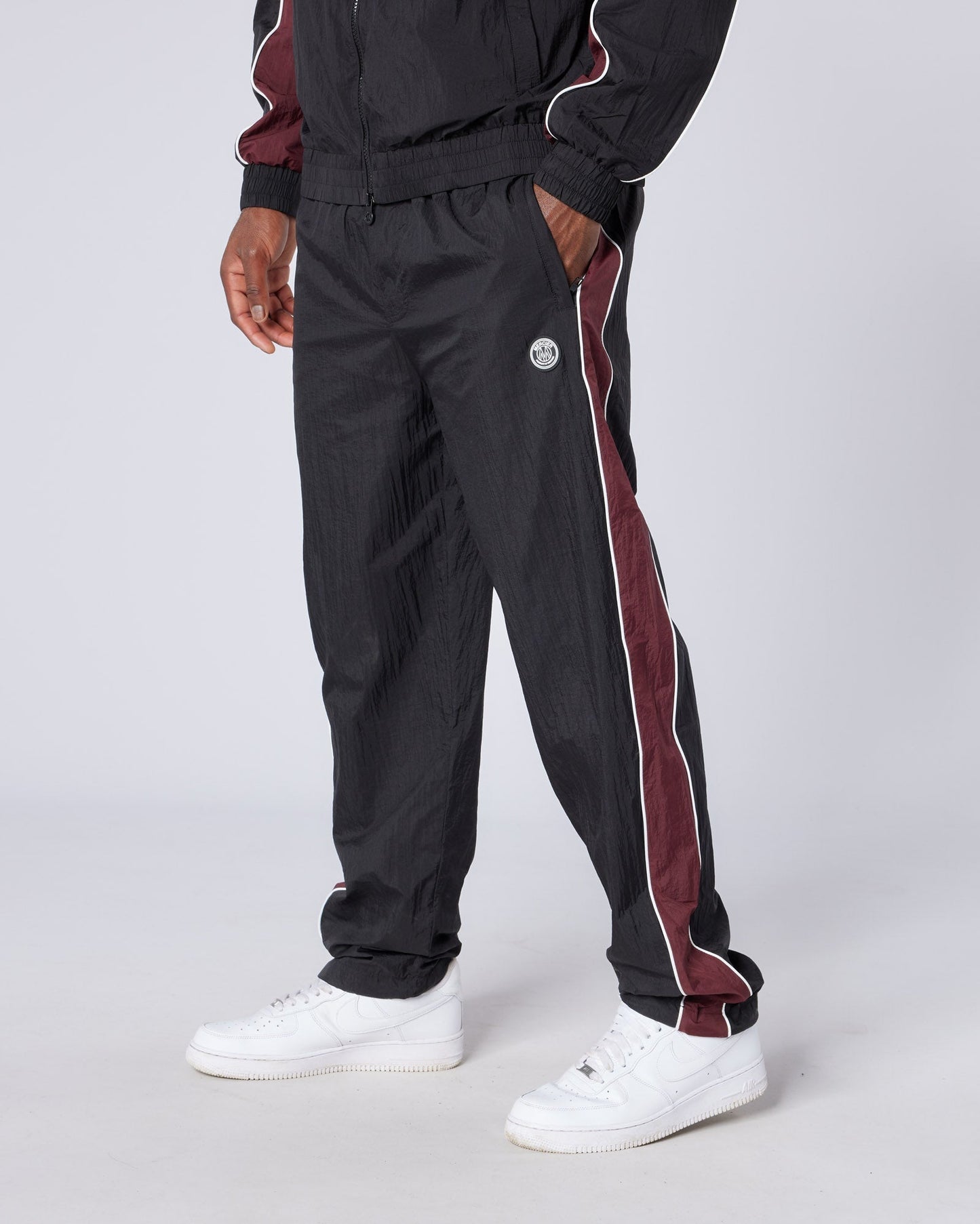 Mercier Black and Burgundy Homerun Track Pants
