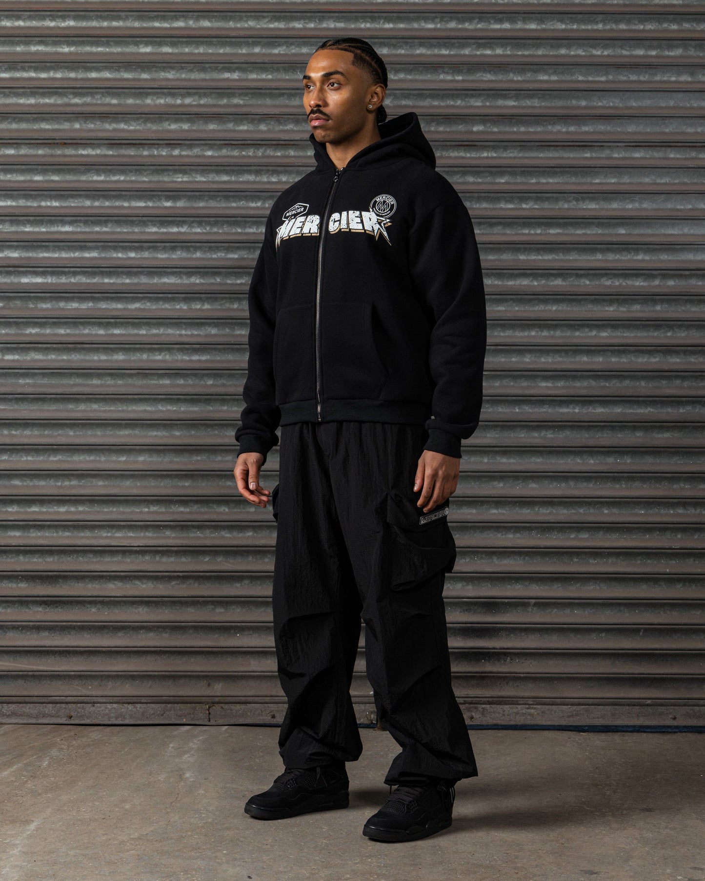 Mercier Tempo black camo cargo trousers