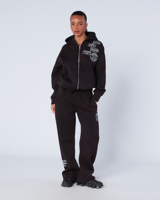 Mercier Women's Black Mono Badge Balloon Hoodie