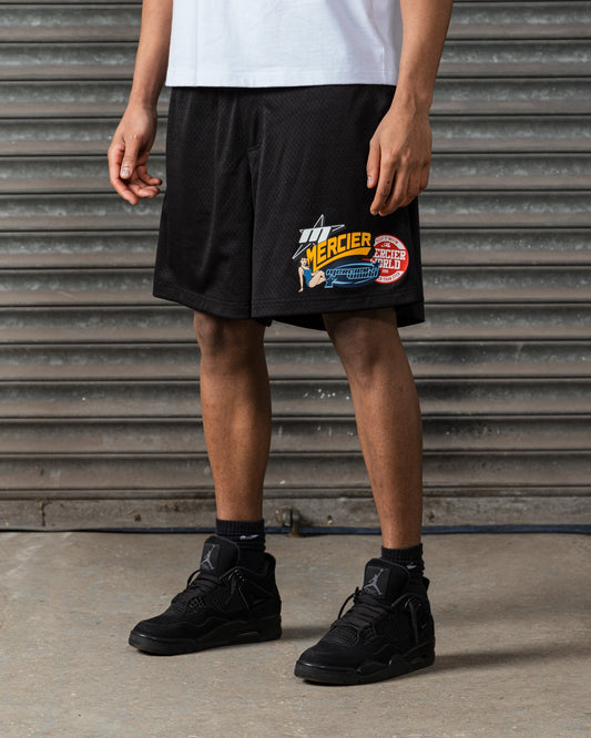 Mercier black Pin Up Airtex badge shorts