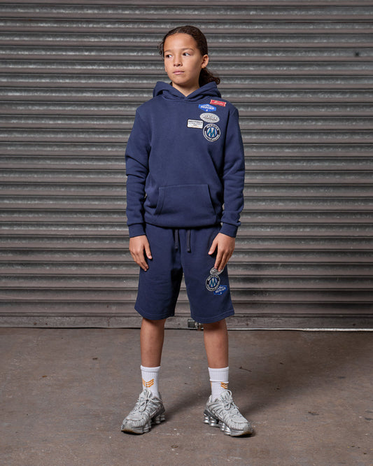 Mercier junior navy OG badge shorts