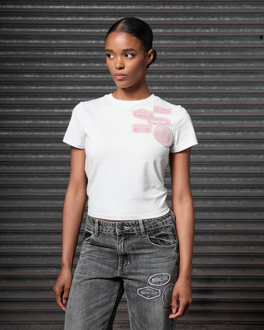 Mercier women's white pink OG baby tee