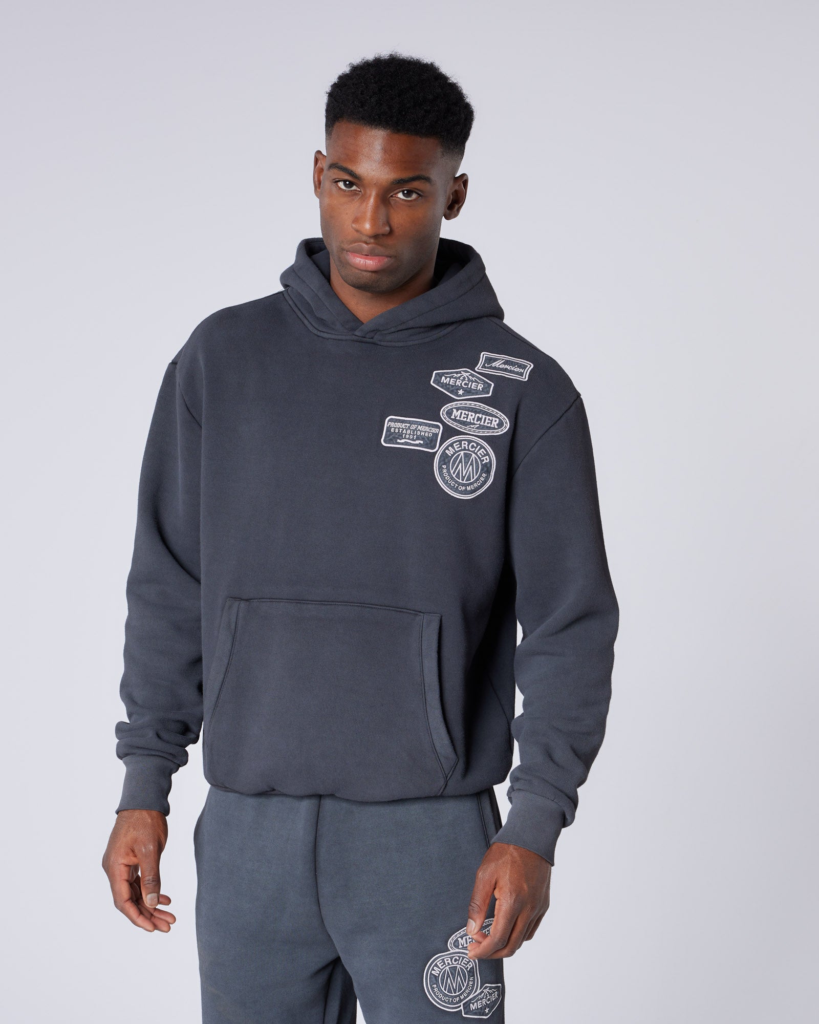 Mercier Black Bone Badge Hoodie