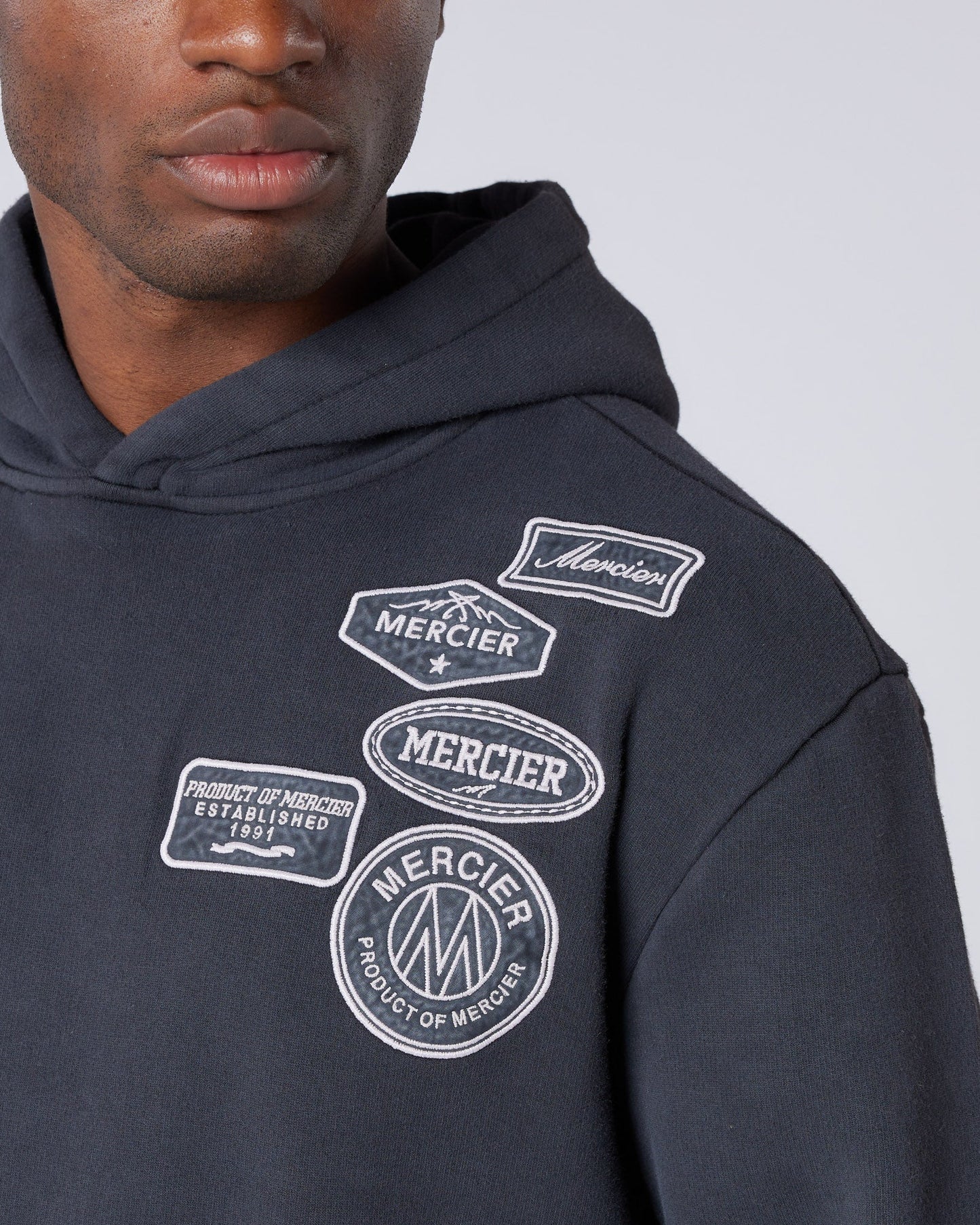 Mercier Black Bone Badge Hoodie