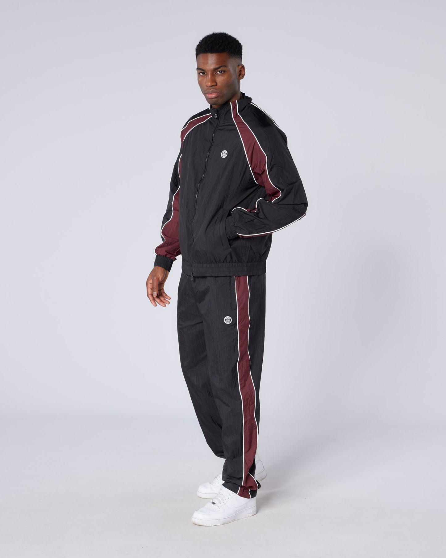 Mercier Black and Burgundy Homerun Track Pants
