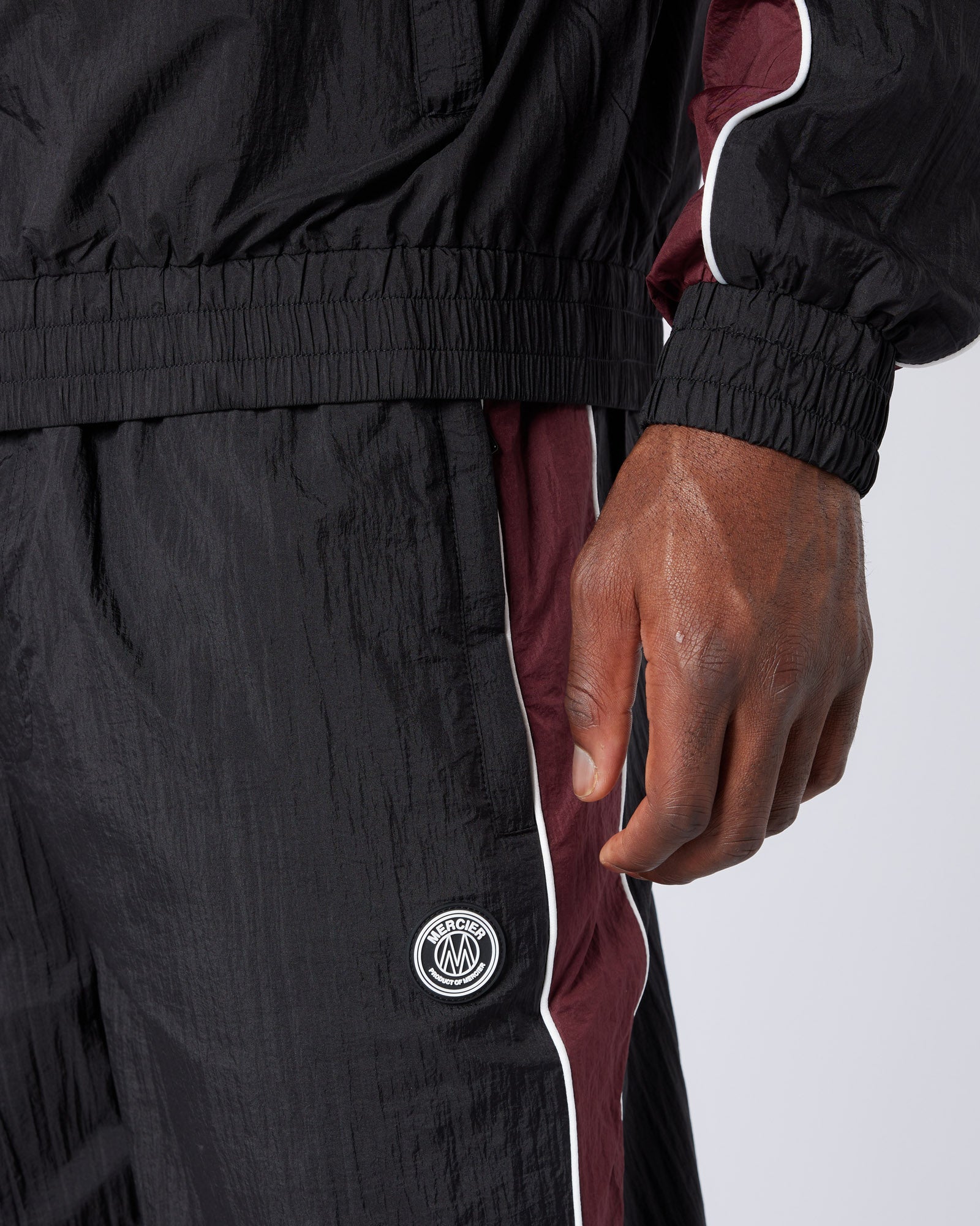 Mercier Black and Burgundy Homerun Track Pants