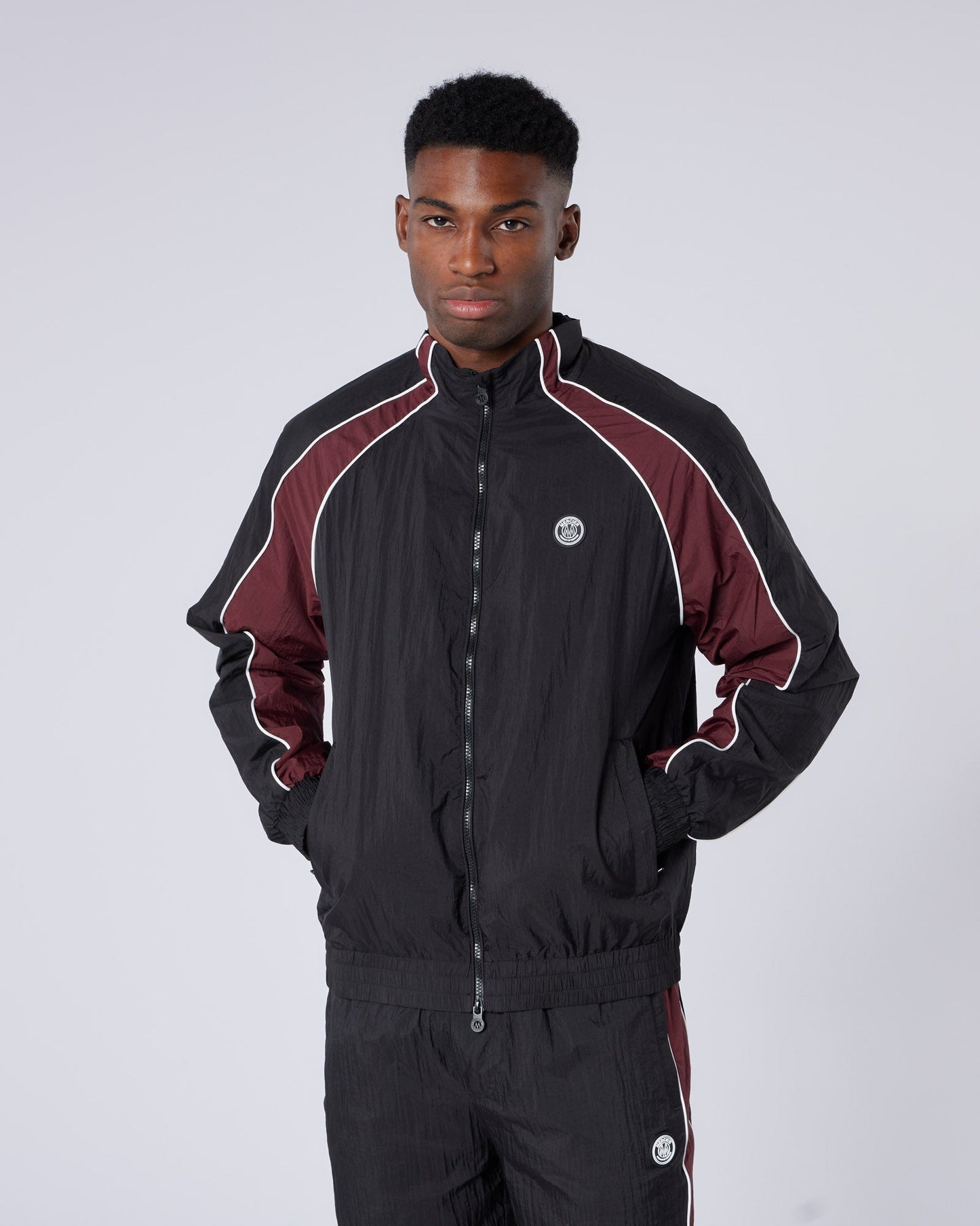 Mercier Black and Burgundy Homerun Track Top