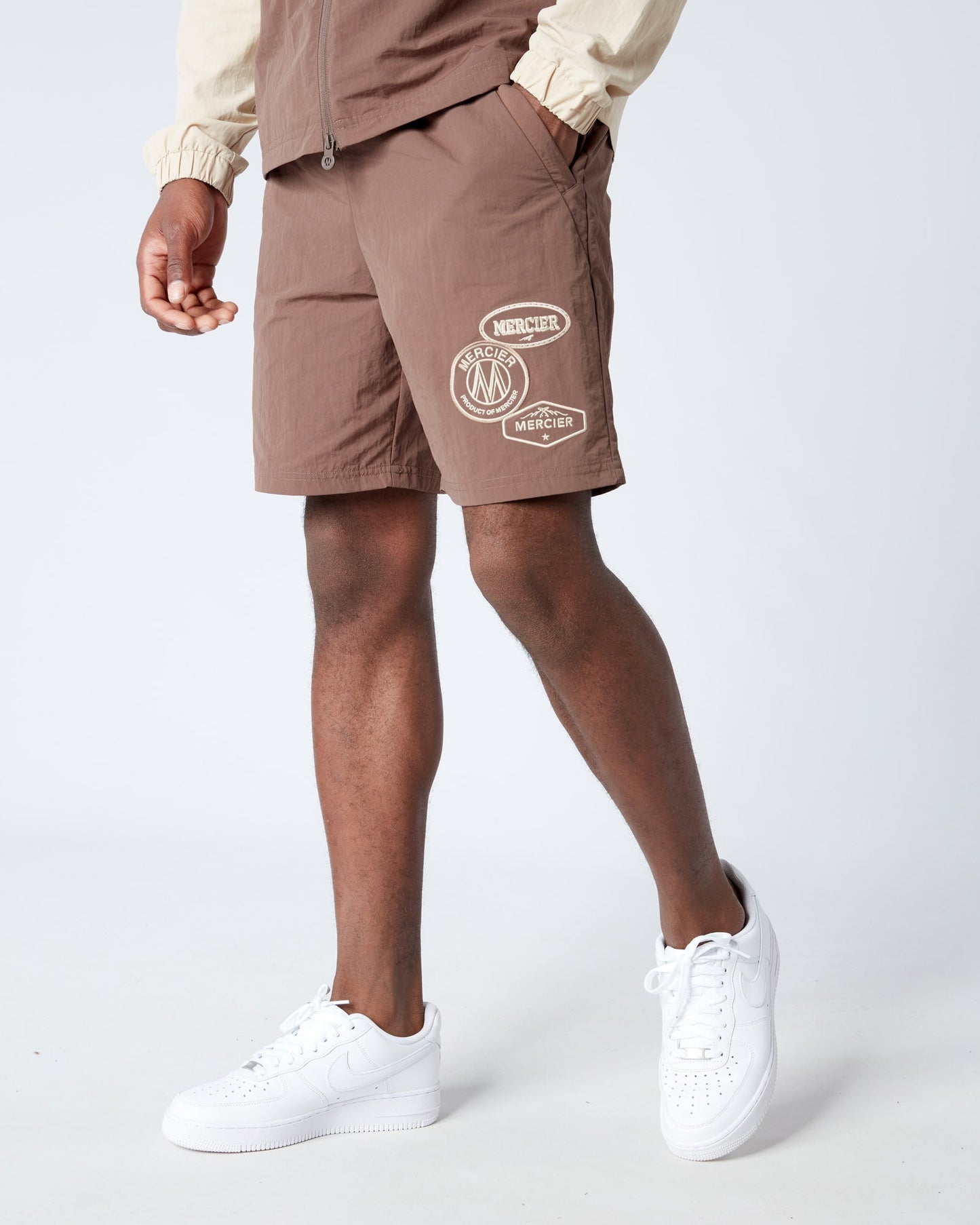 Mercier Brown Angle Badge Shorts