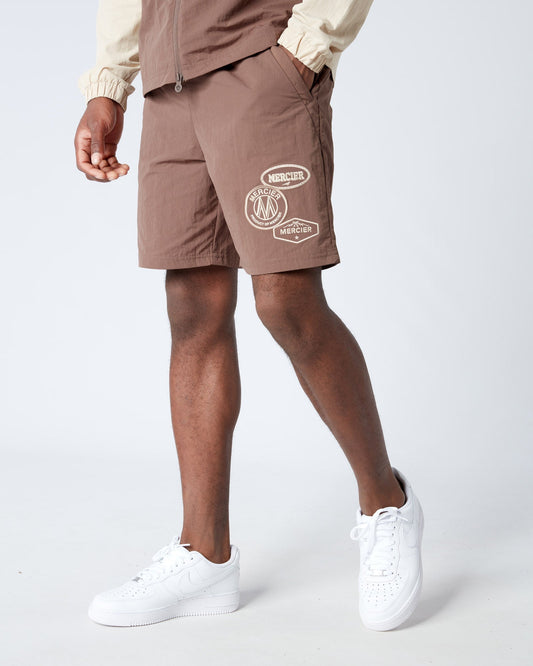Mercier Brown Angle Badge Shorts