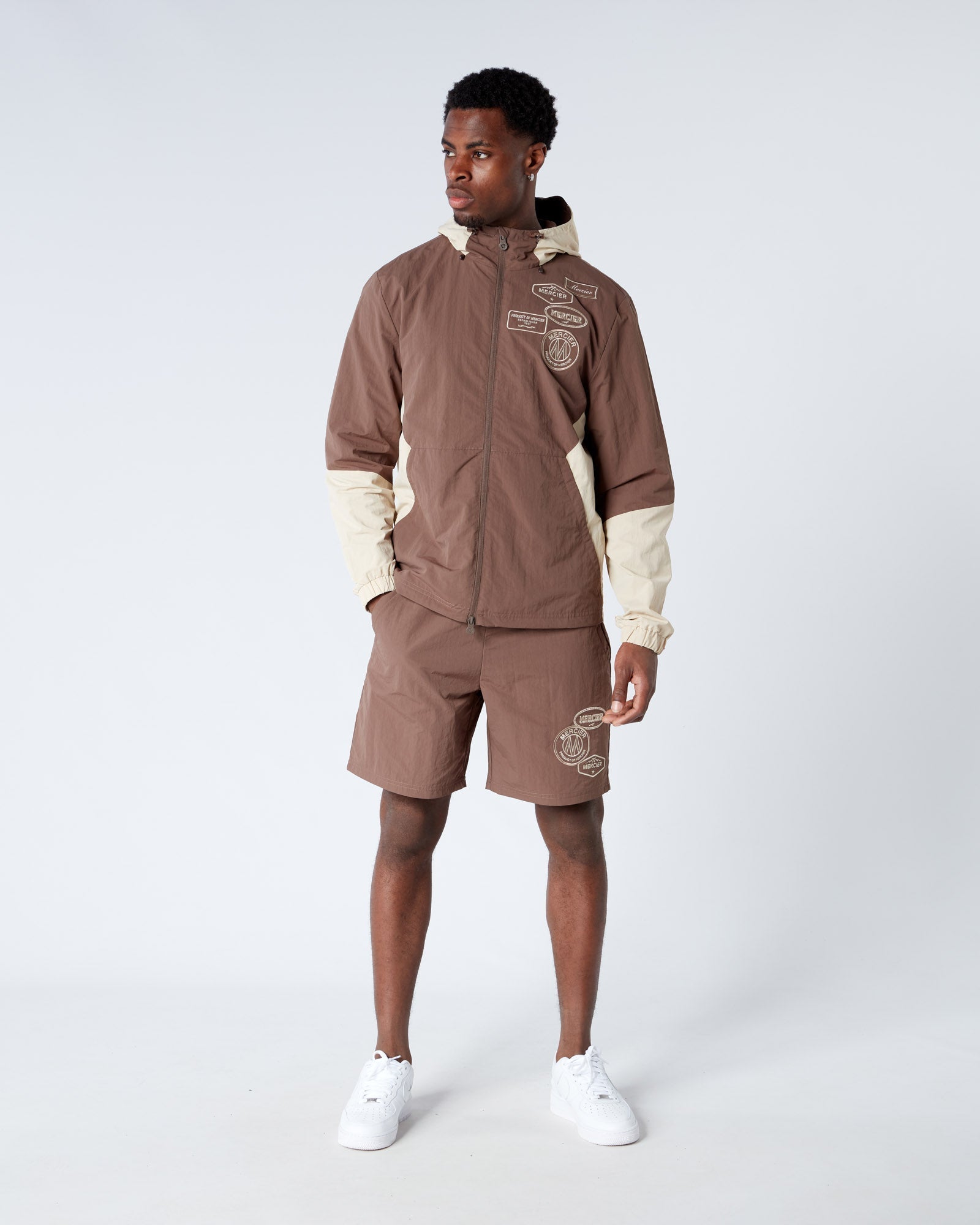 Mercier Brown Angle Badge Windbreaker