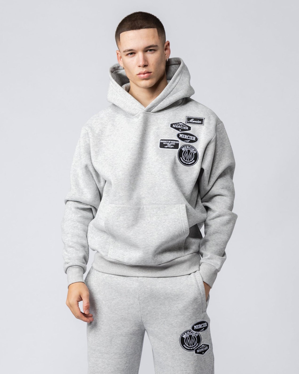 Mercier Grey Marl OG Mono Hoodie