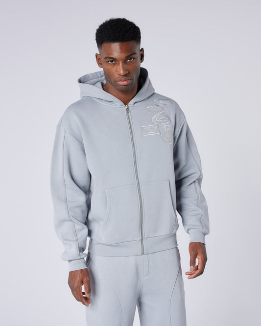 Mercier Grey New Wave Badge Hoodie