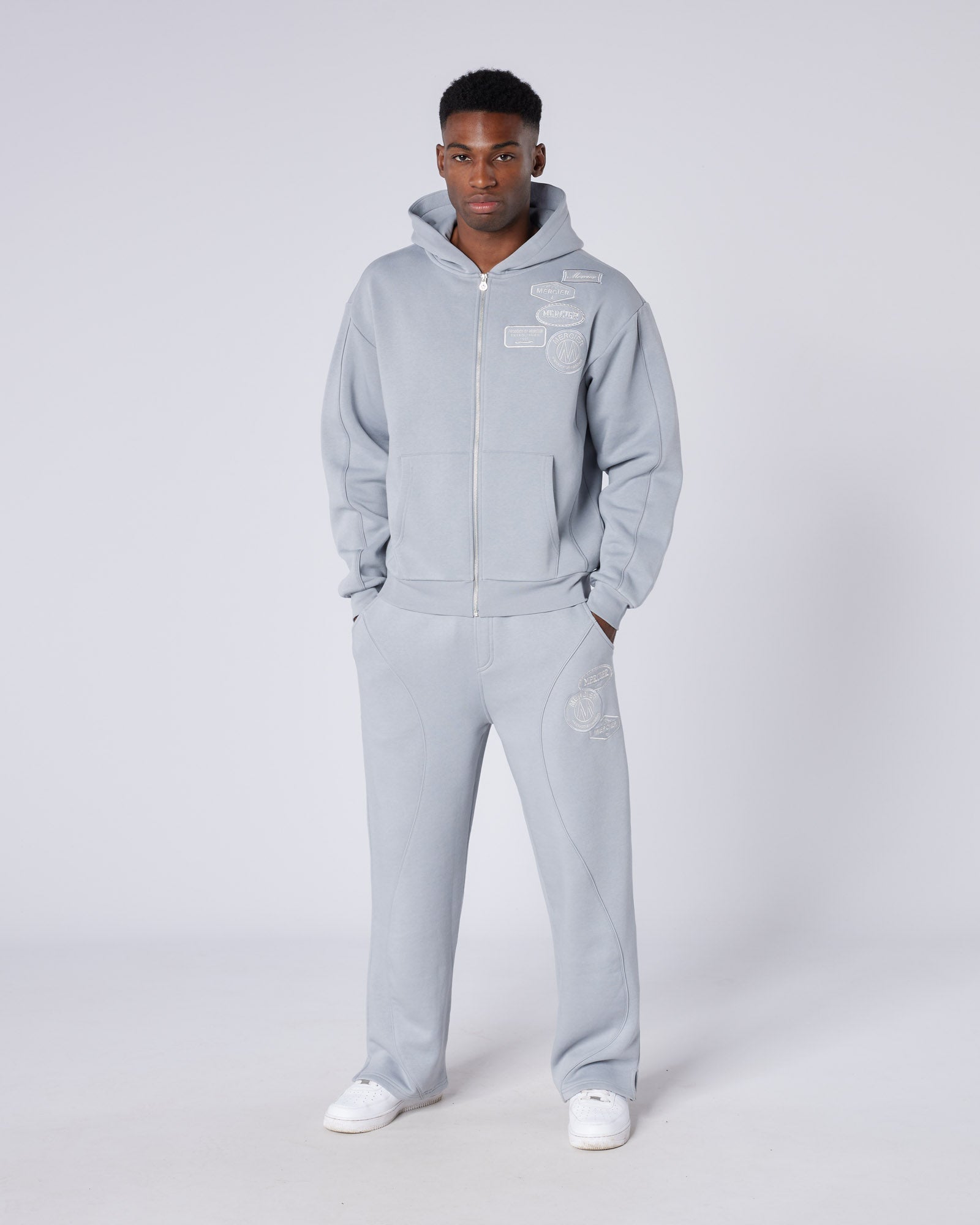 Mercier Grey New Wave Badge Hoodie