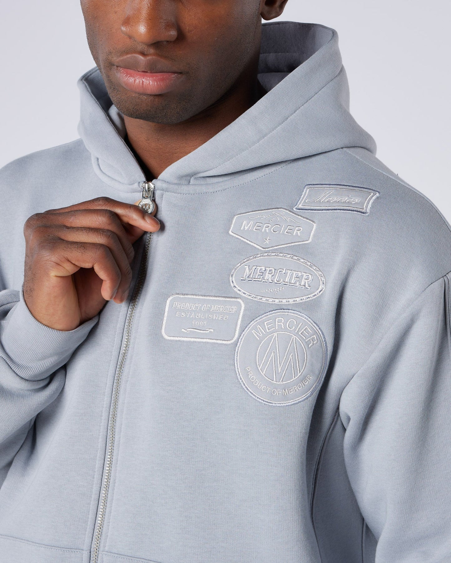 Mercier Grey New Wave Badge Hoodie