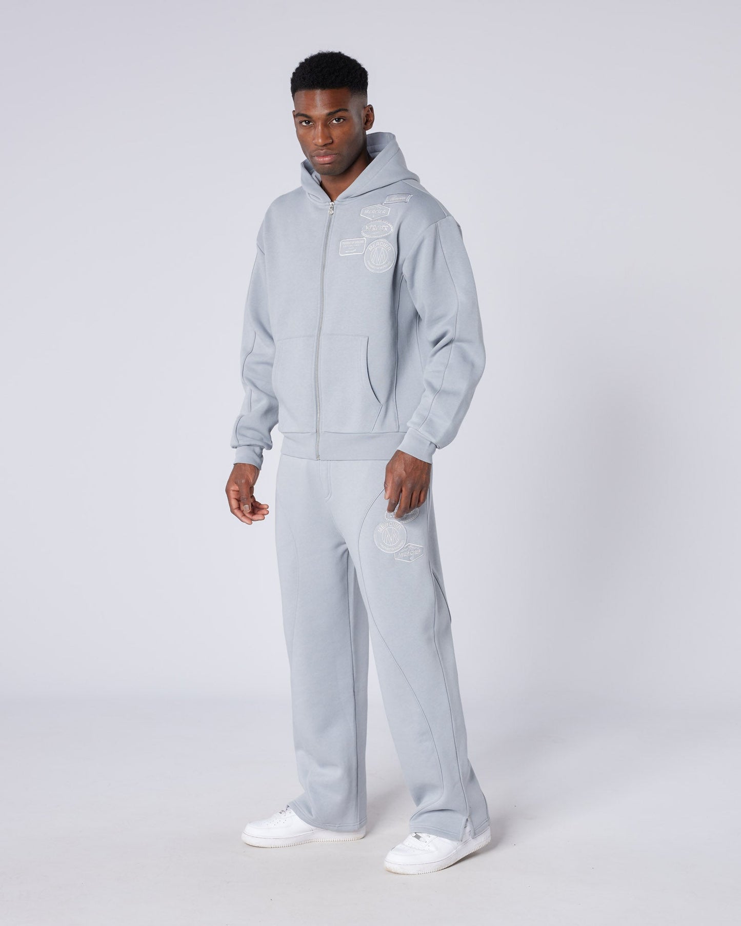 Mercier Grey New Wave Badge Hoodie