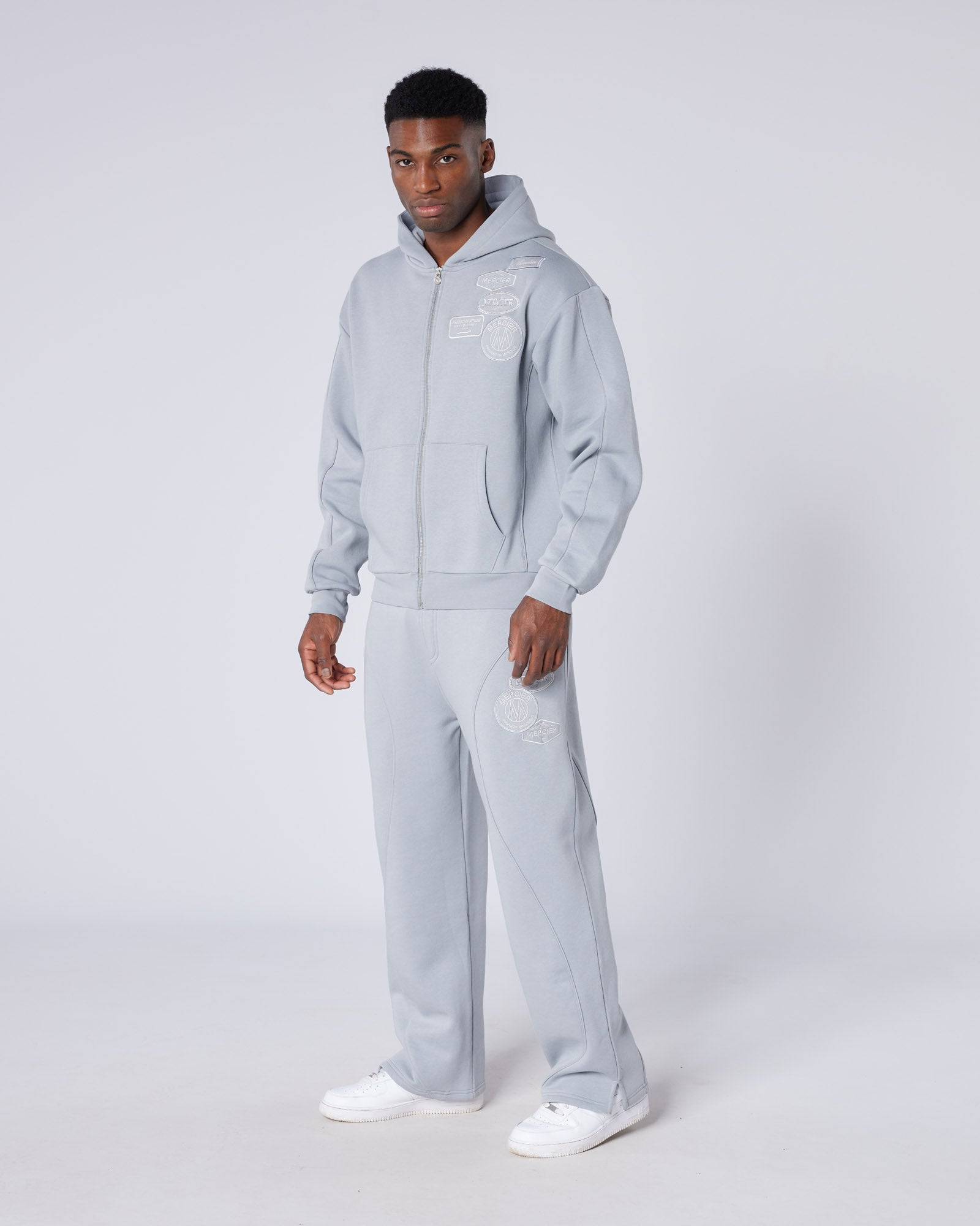 Mercier Grey New Wave Badge Hoodie
