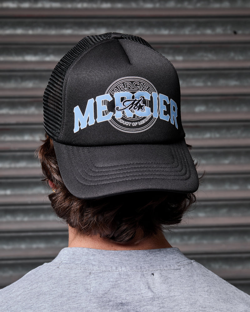 Mercier Skye crest black blue trucker cap