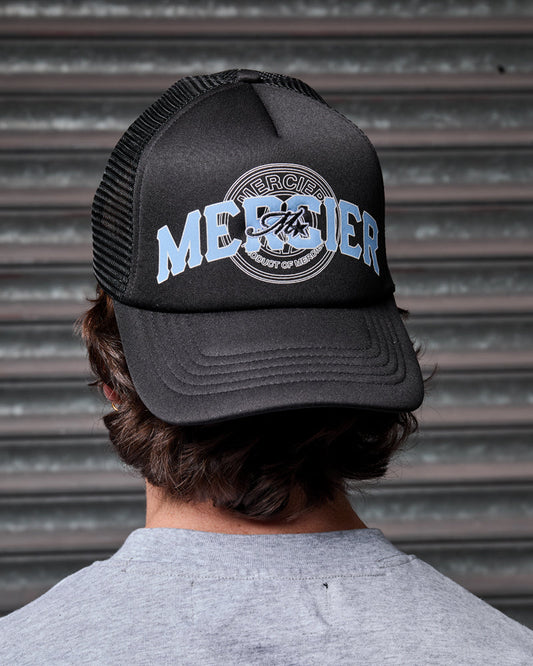 Mercier Skye crest black blue trucker cap