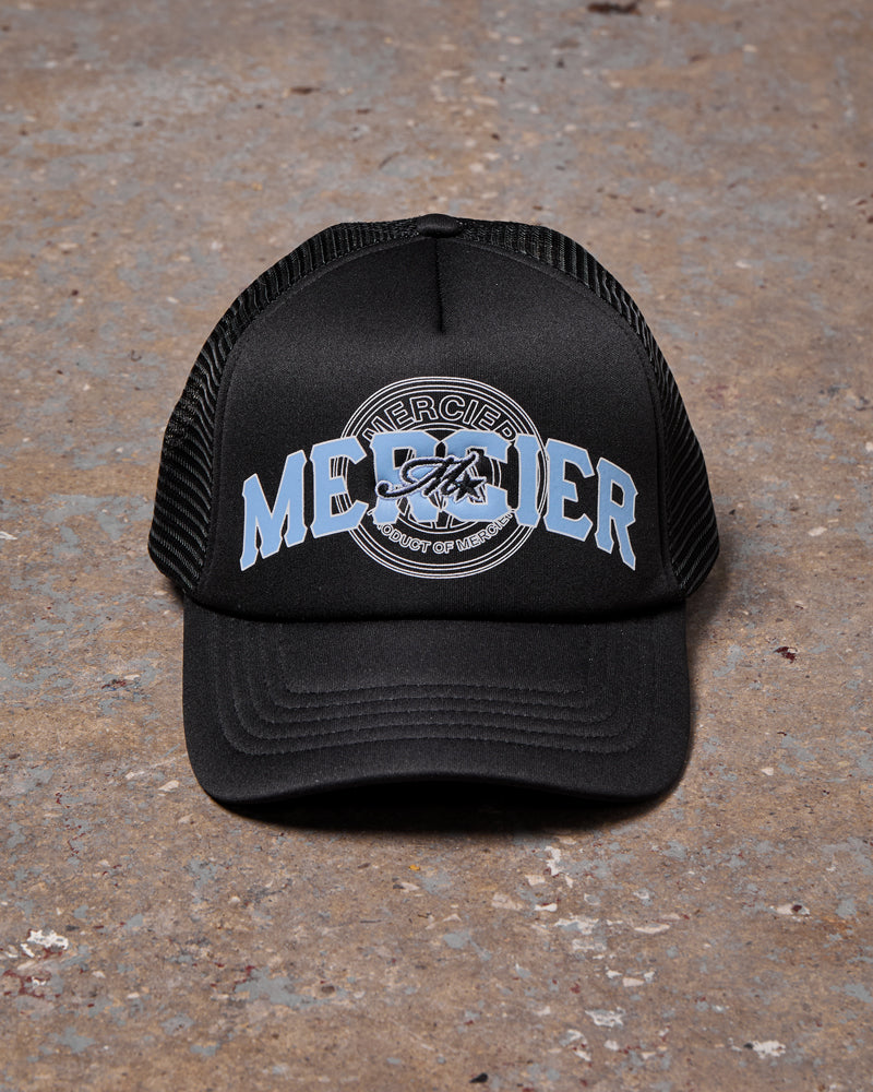 Mercier Skye crest black blue trucker cap