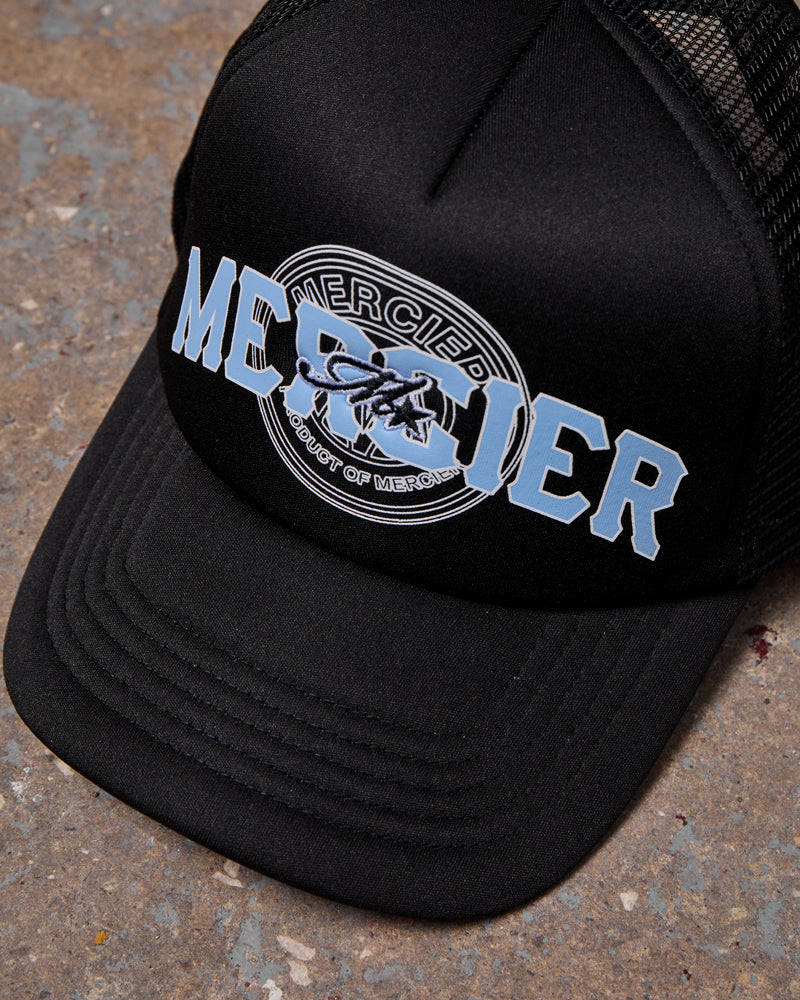 Mercier Skye crest black blue trucker cap