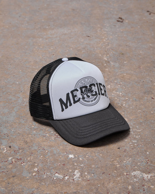 Mercier Skye crest black white trucker cap