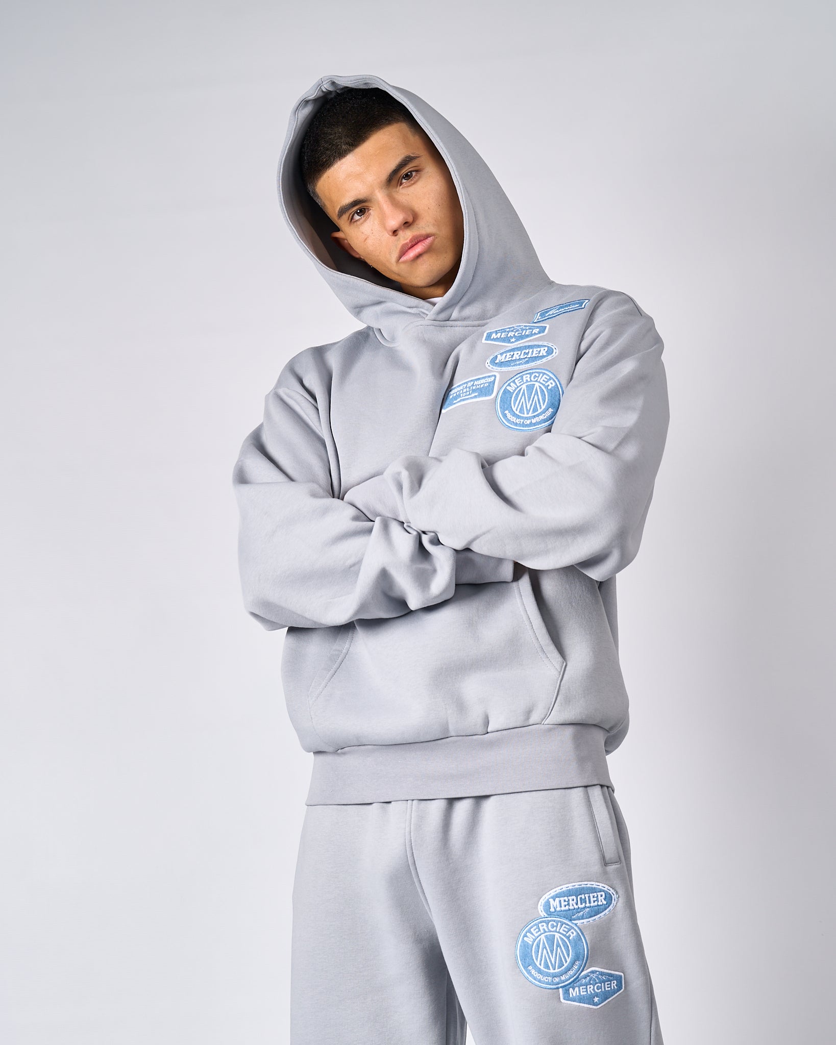 Mercier Smoke Grey Denim OG Badge Hoodie