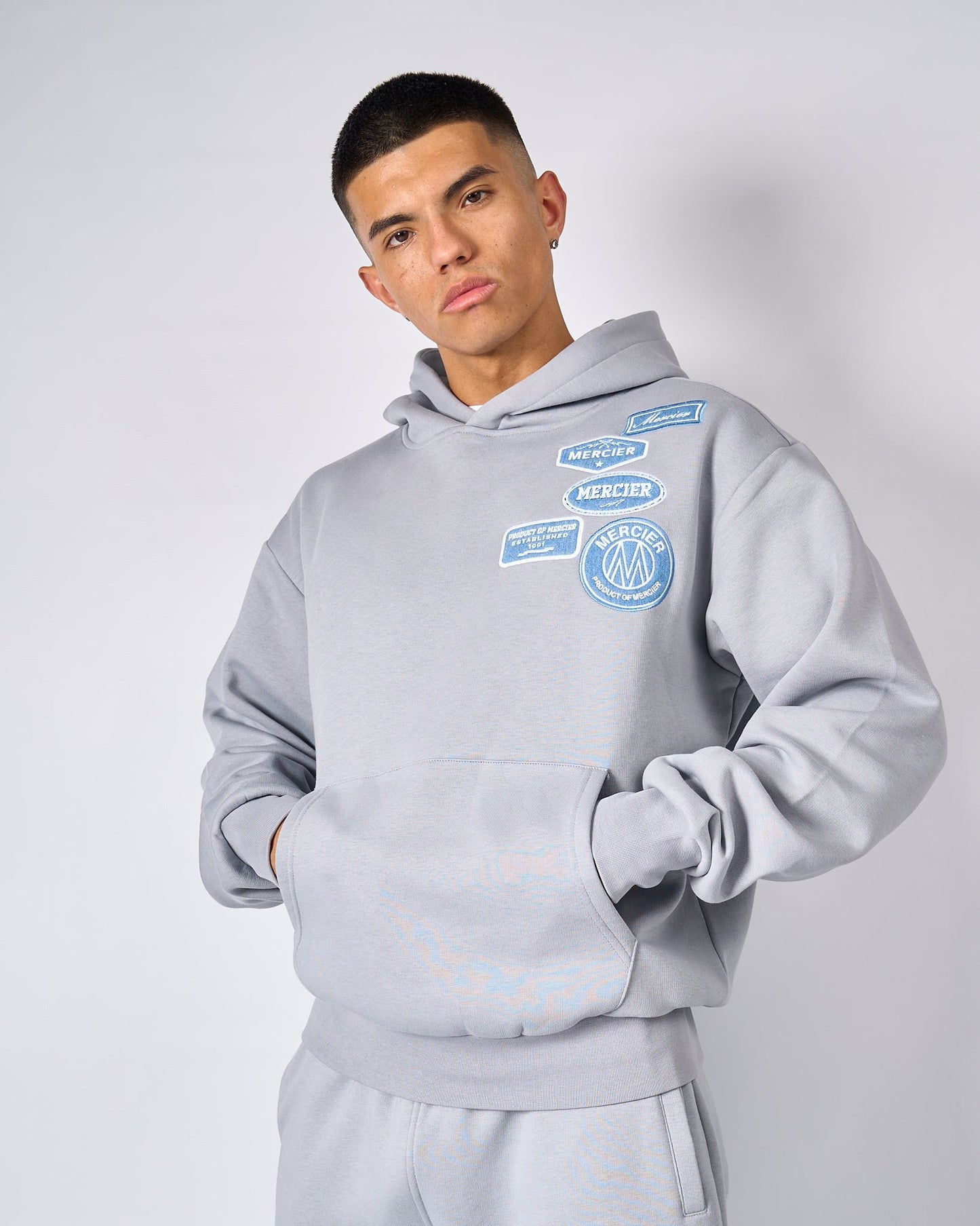 Mercier Smoke Grey Denim OG Badge Hoodie