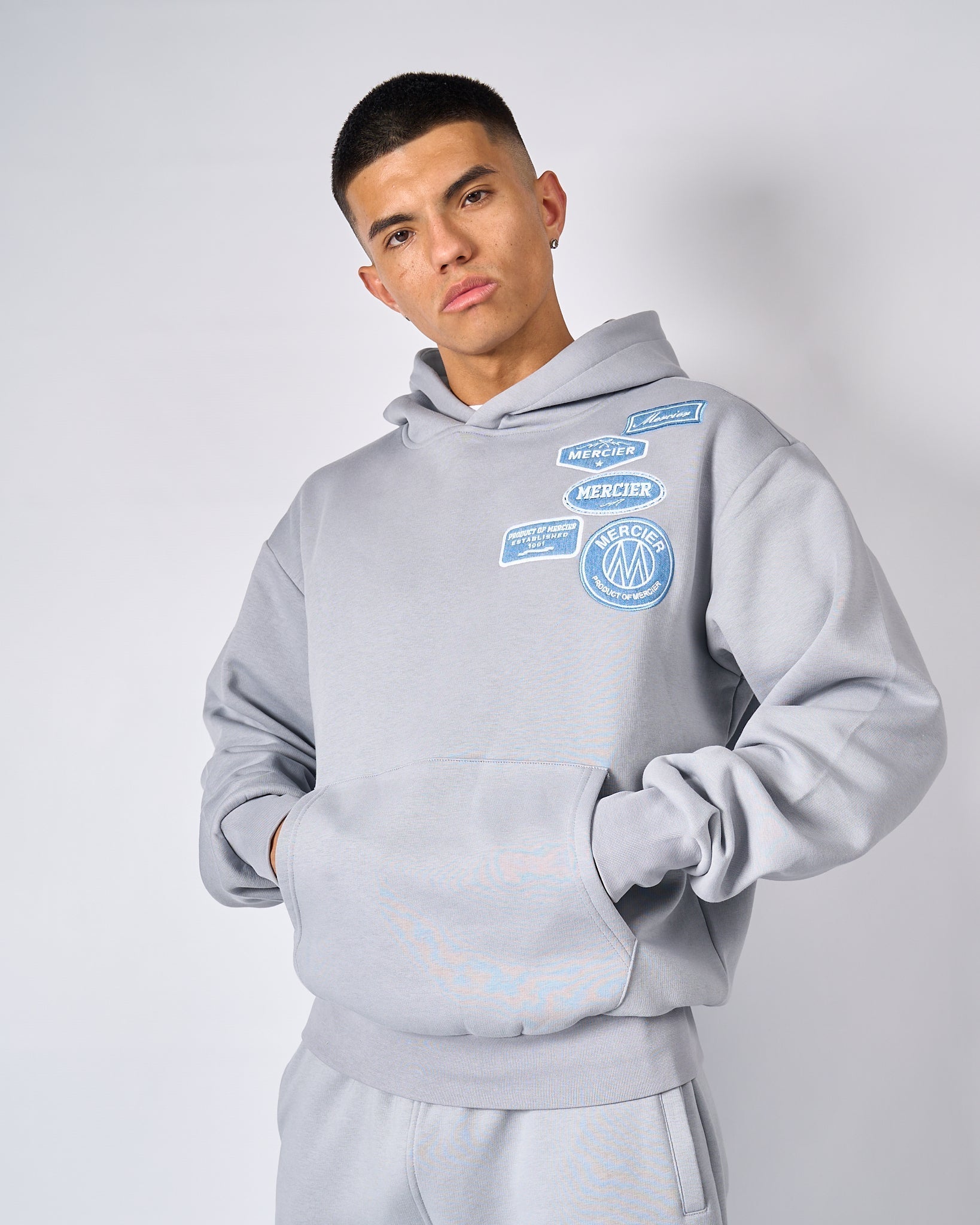 Mercier Smoke Grey Denim OG Badge Hoodie