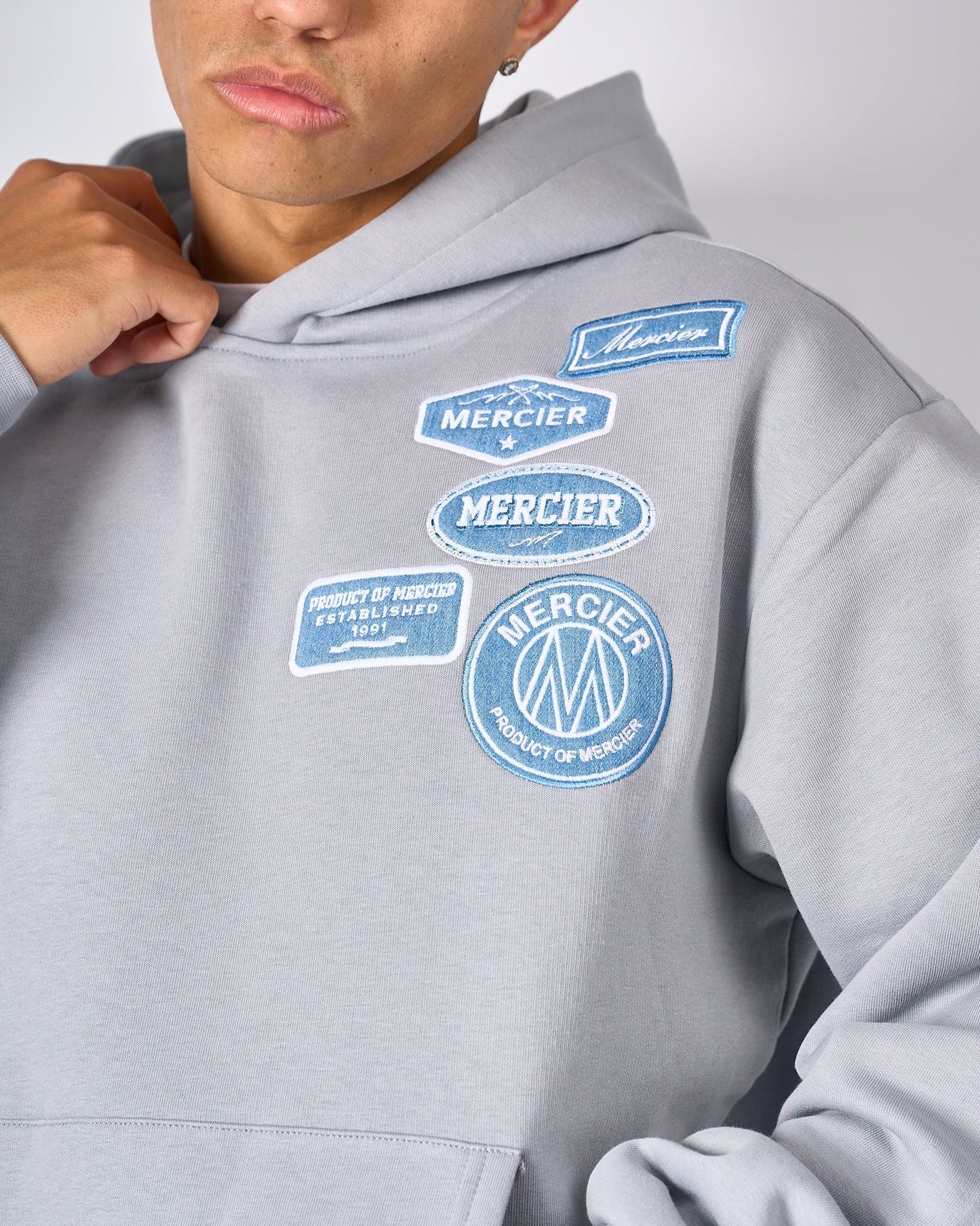 Mercier Smoke Grey Denim OG Badge Hoodie