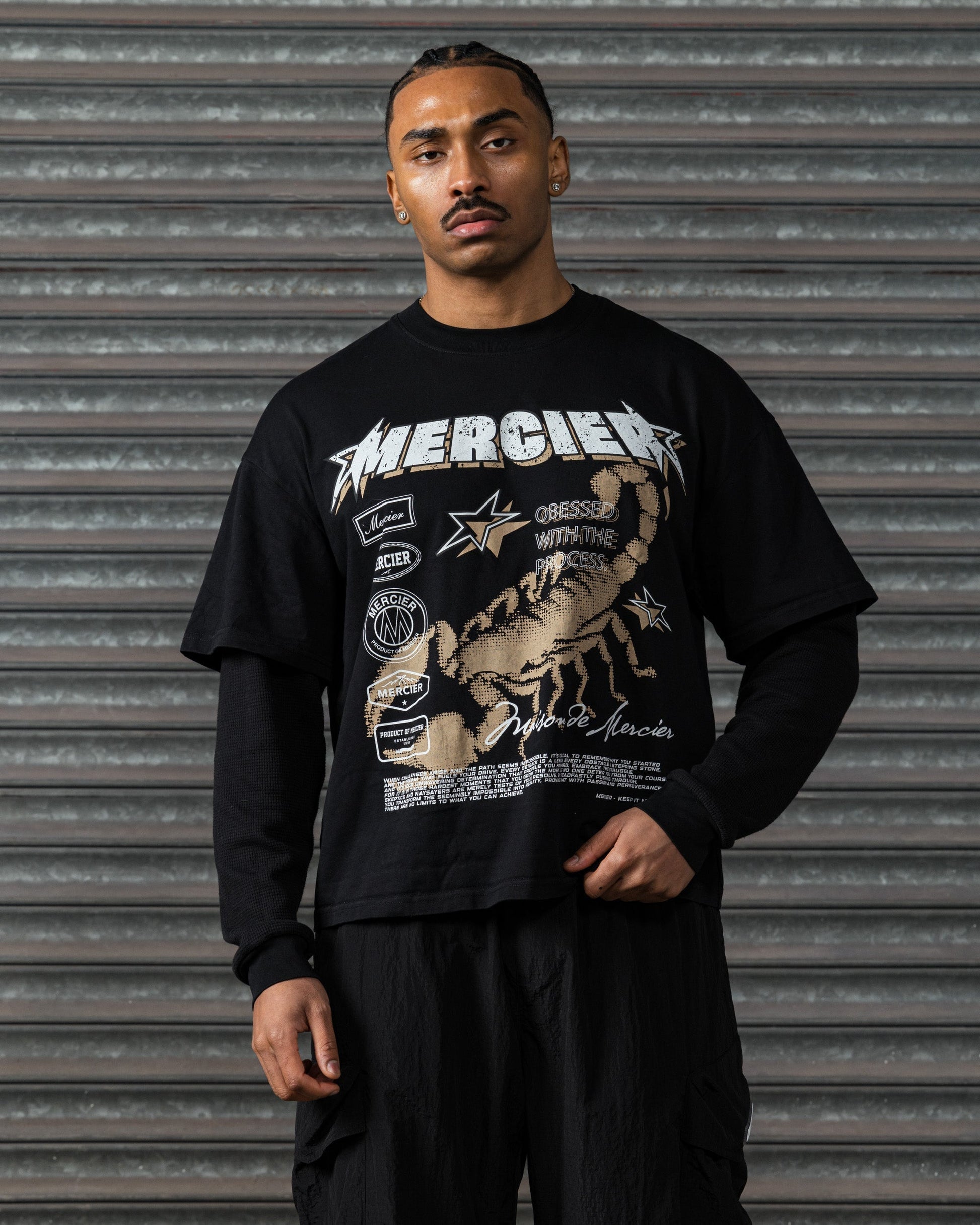 Mercier Stinger black faux layer t-shirt