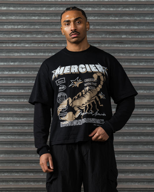 Mercier Stinger black faux layer t-shirt