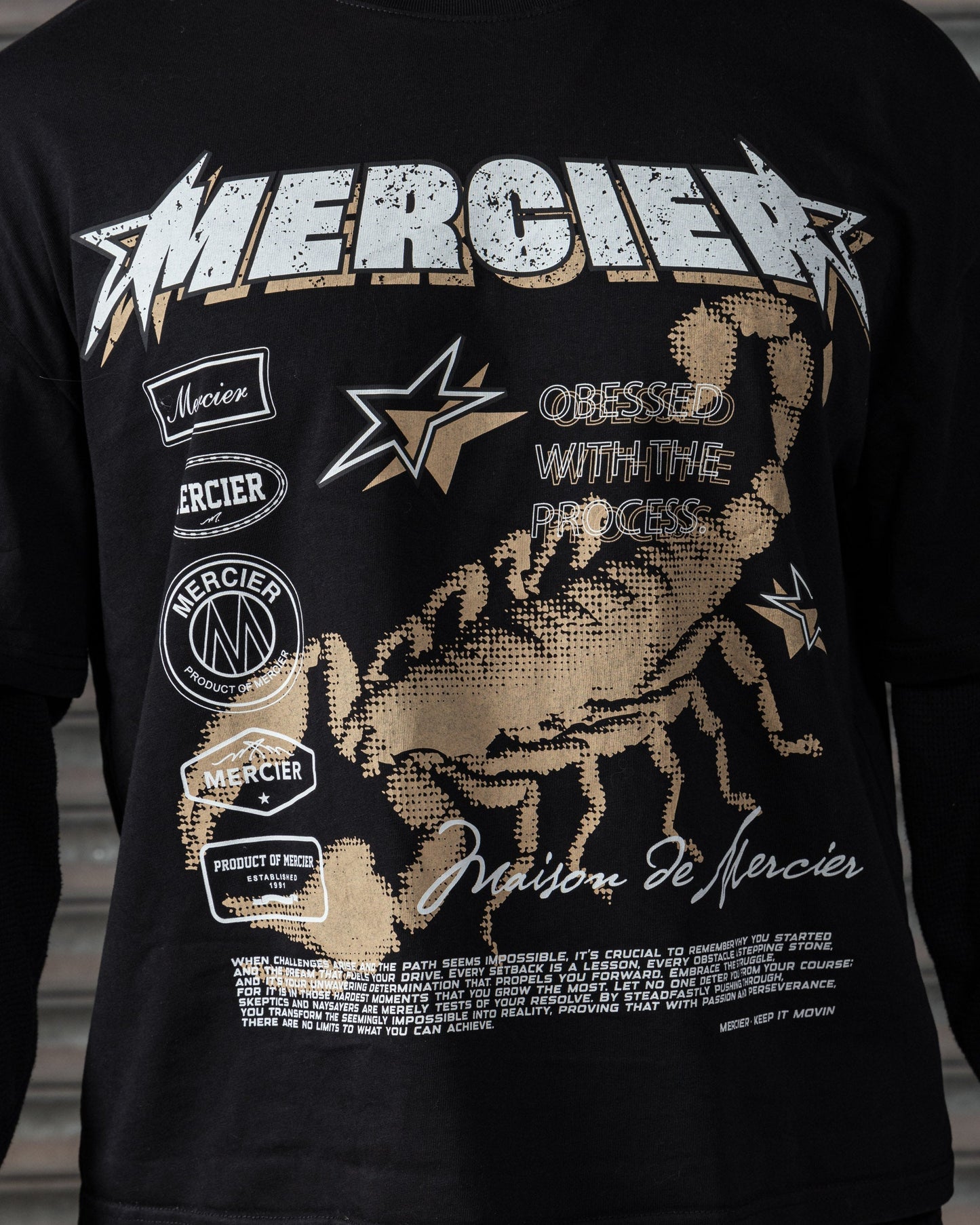 Mercier Stinger black faux layer t-shirt