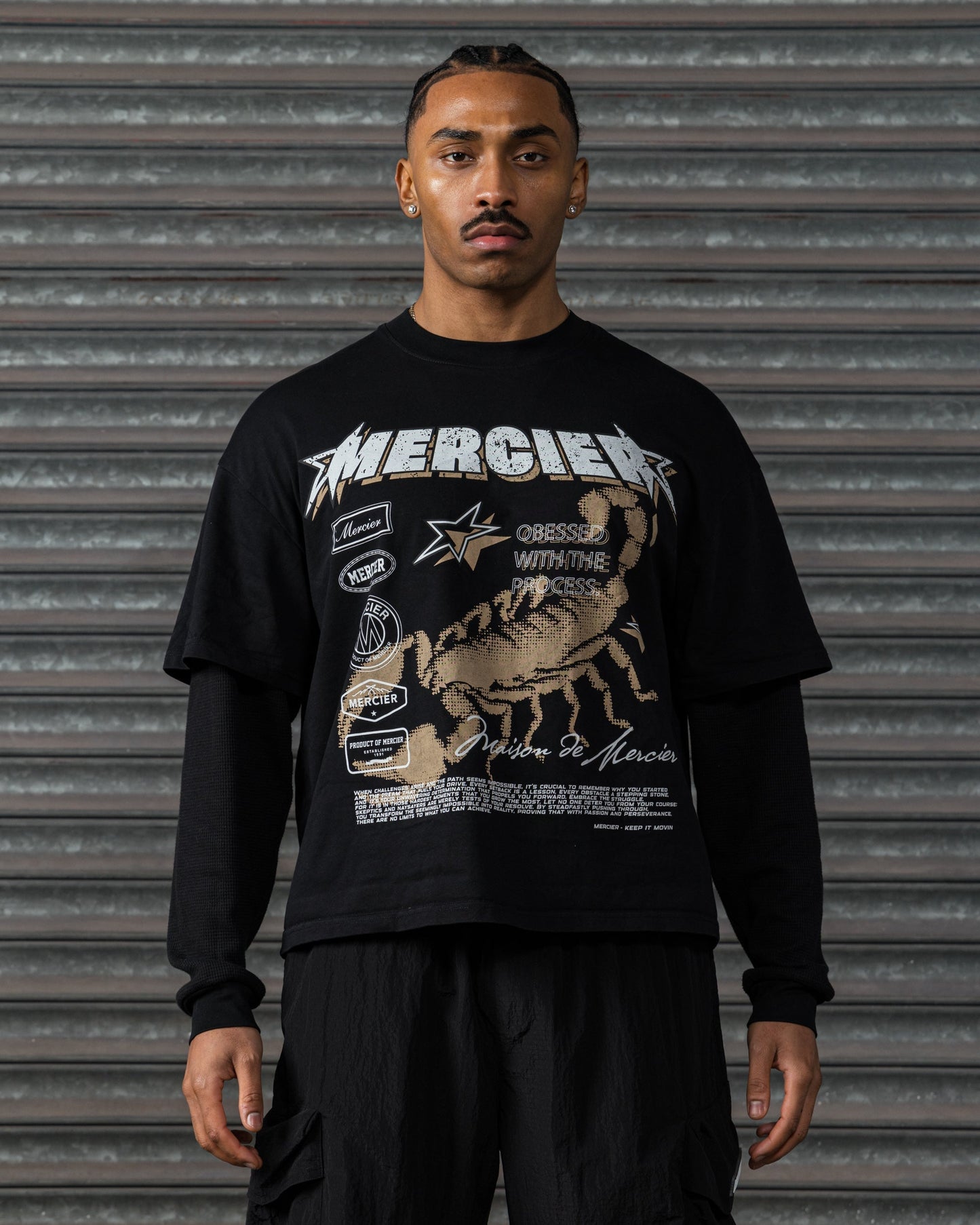 Mercier Stinger black faux layer t-shirt