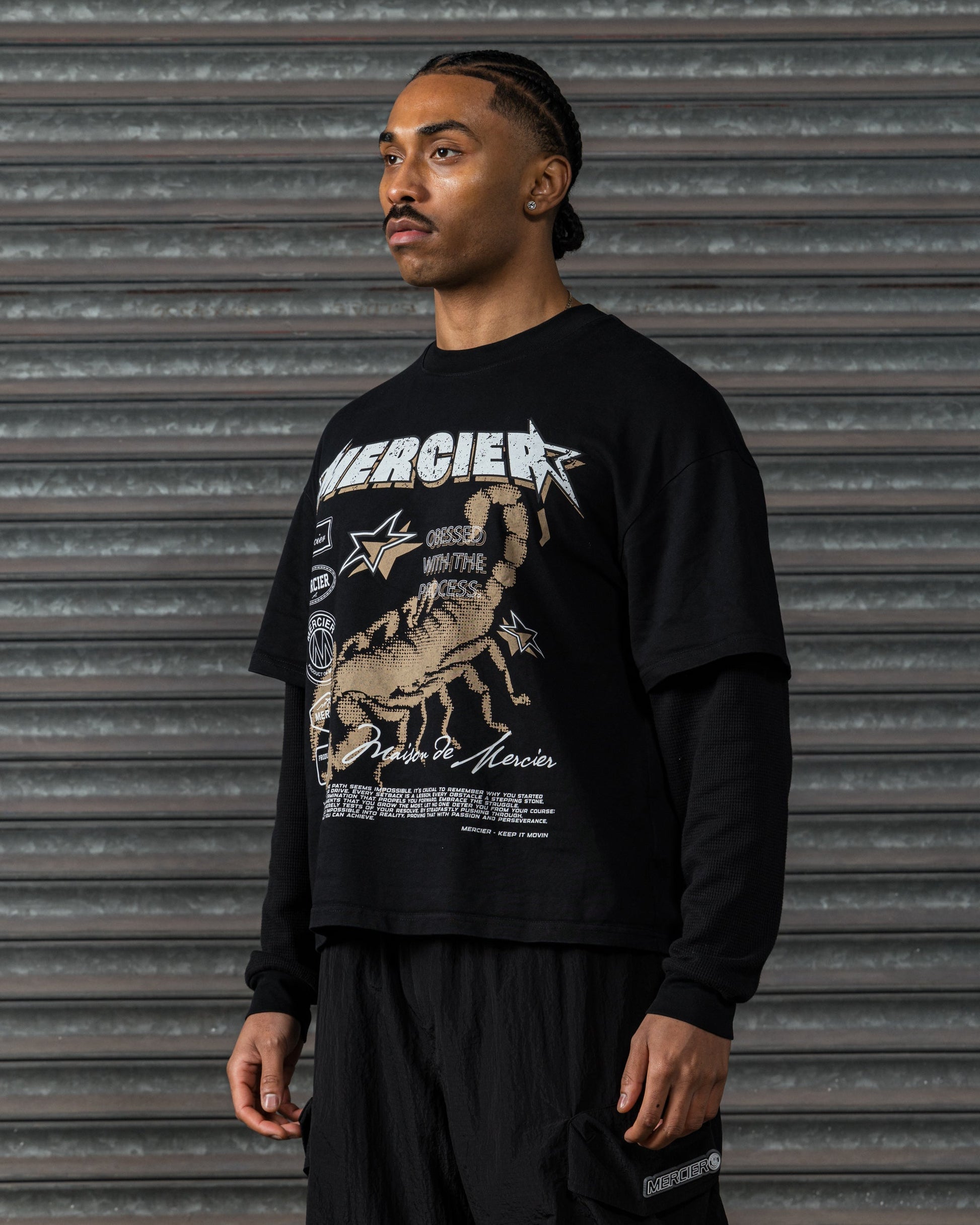 Mercier Stinger black faux layer t-shirt