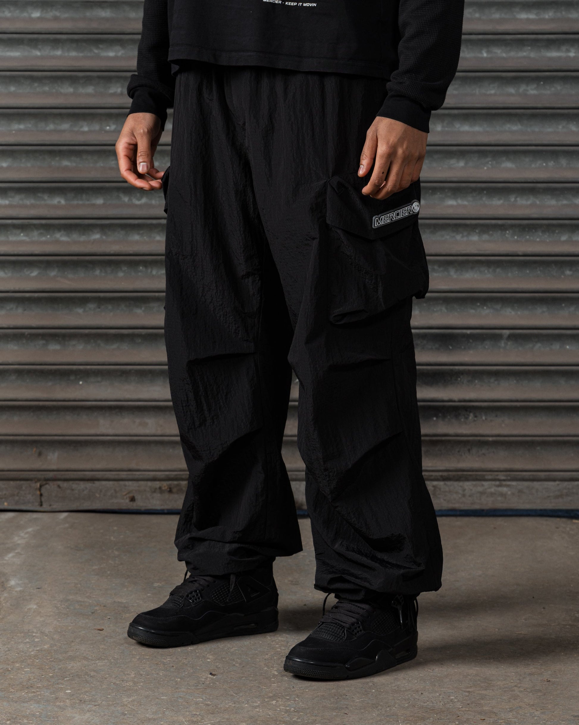 Mercier Tempo black camo cargo trousers