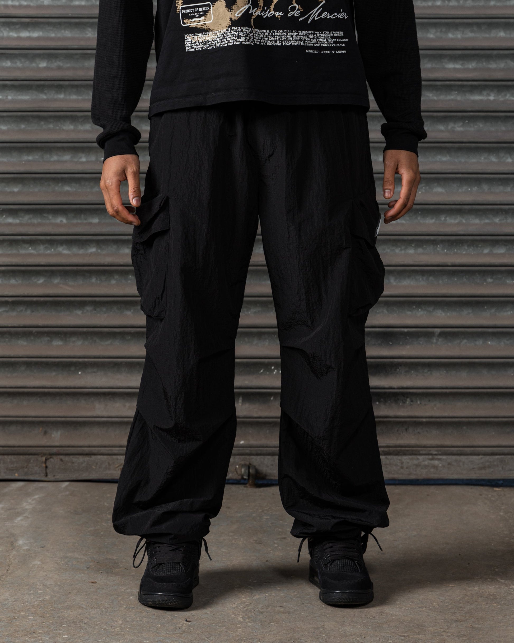Mercier Tempo black camo cargo trousers