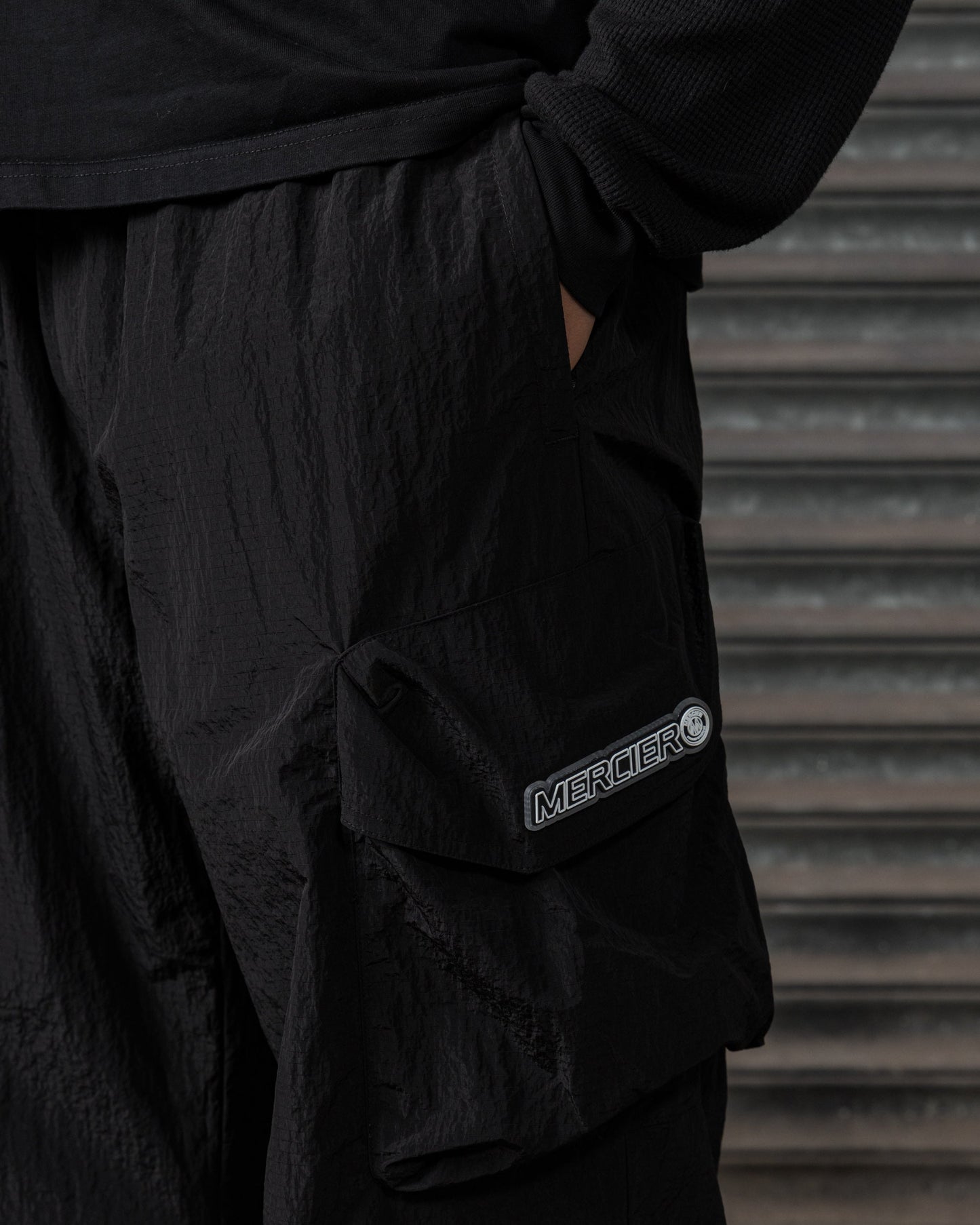 Mercier Tempo black camo cargo trousers
