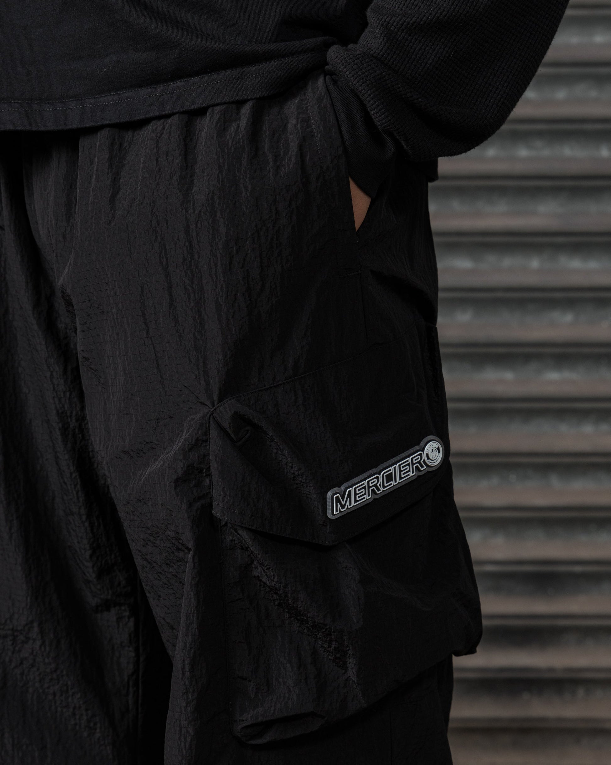 Mercier Tempo black camo cargo trousers