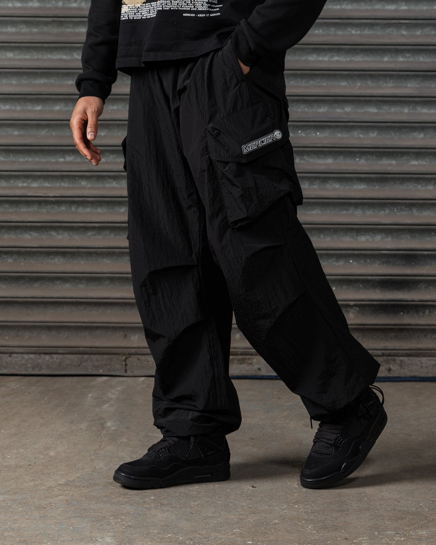 Mercier Tempo black camo cargo trousers