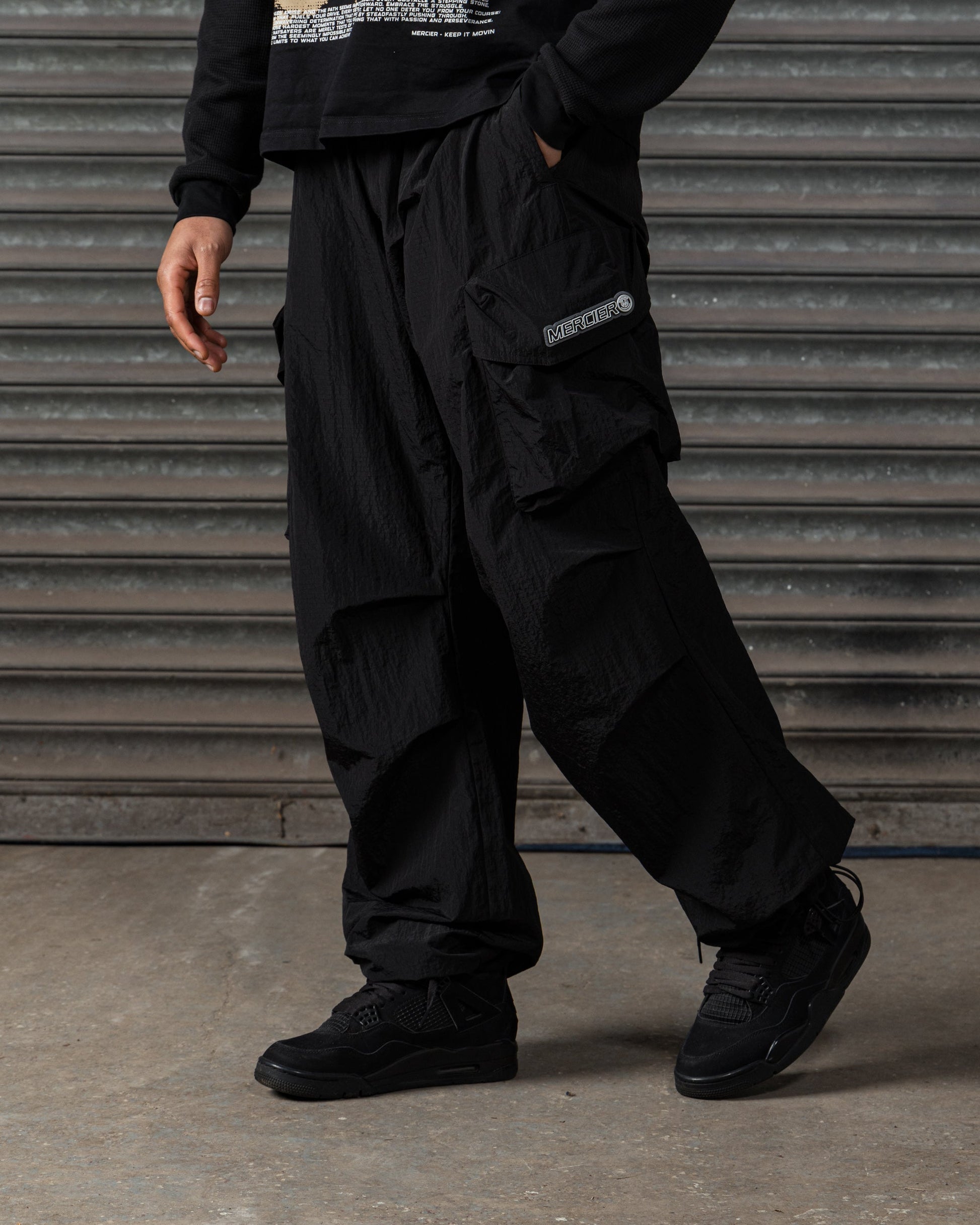 Mercier Tempo black camo cargo trousers