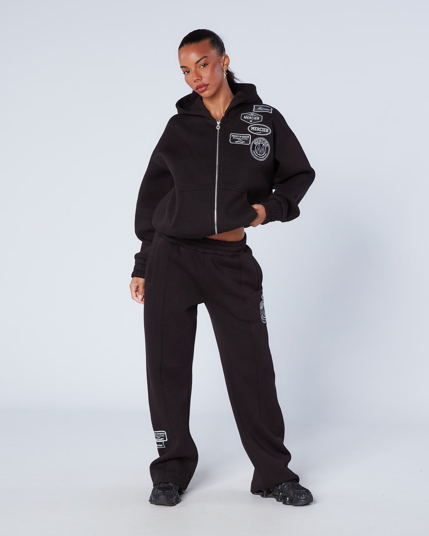 Mercier Women's Black Mono Badge Balloon Joggers