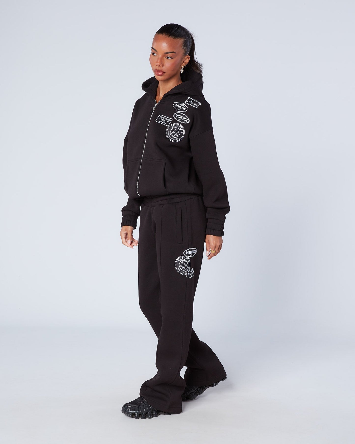 Mercier Women's Black Mono Badge Balloon Joggers