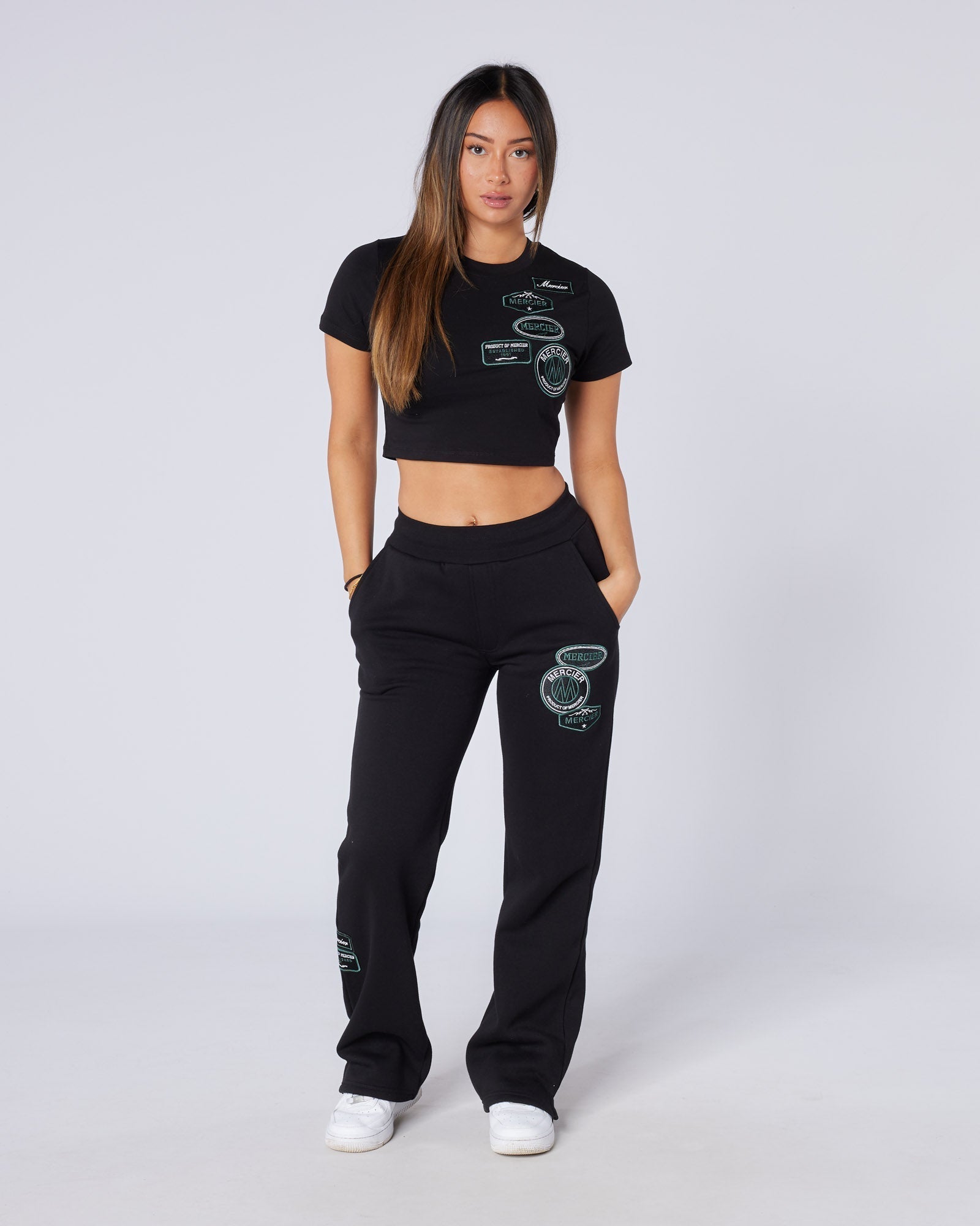 Mercier Women's Black Two Tone Baby Tee
