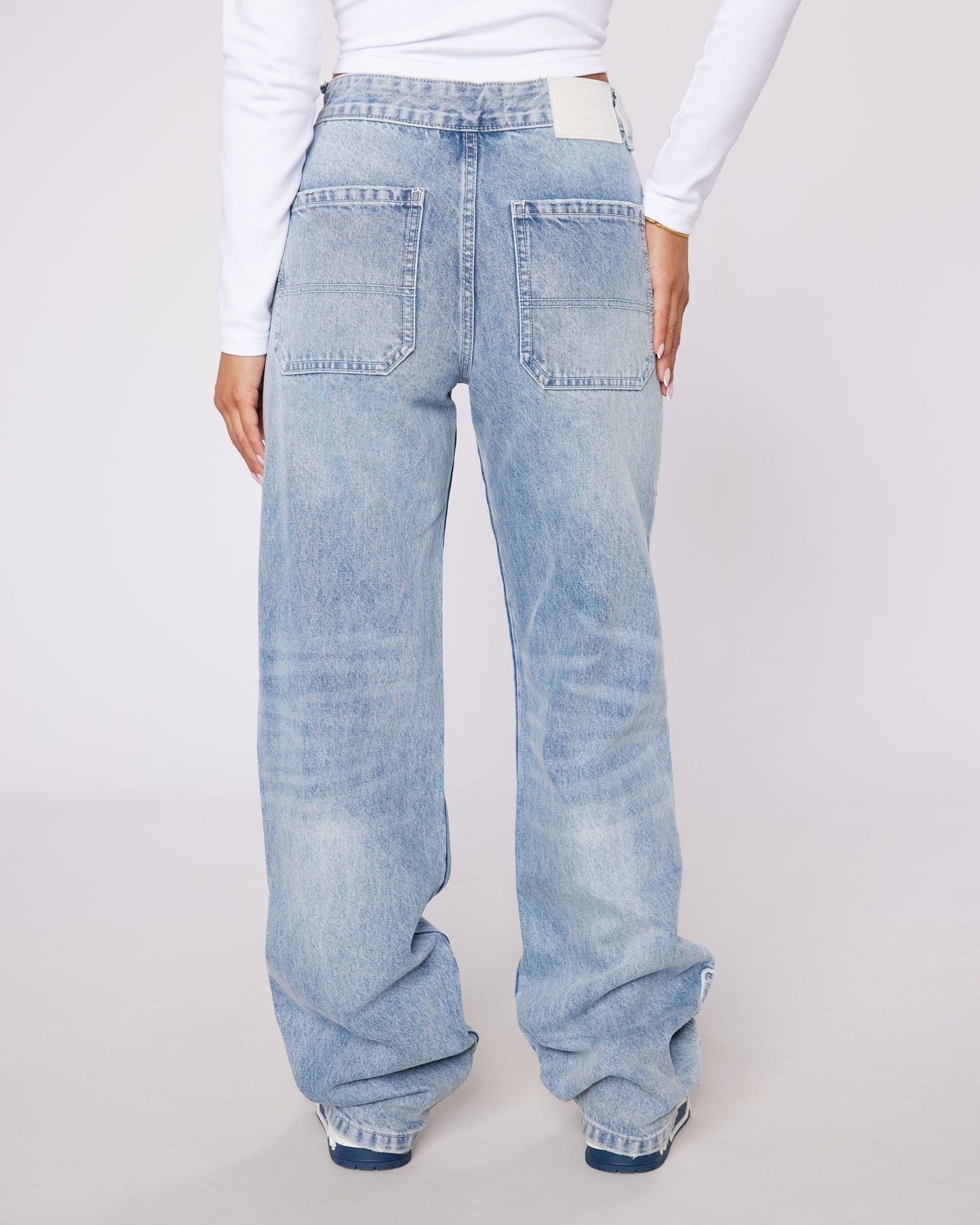 Mercier Women's Blue Denim Stitch Badge Jeans