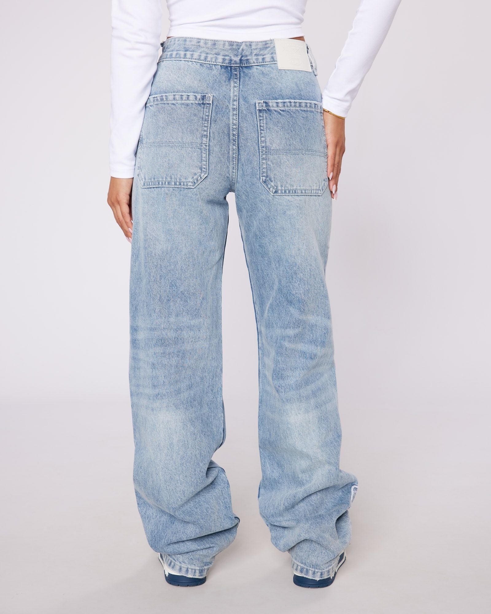Mercier Women's Blue Denim Stitch Badge Jeans