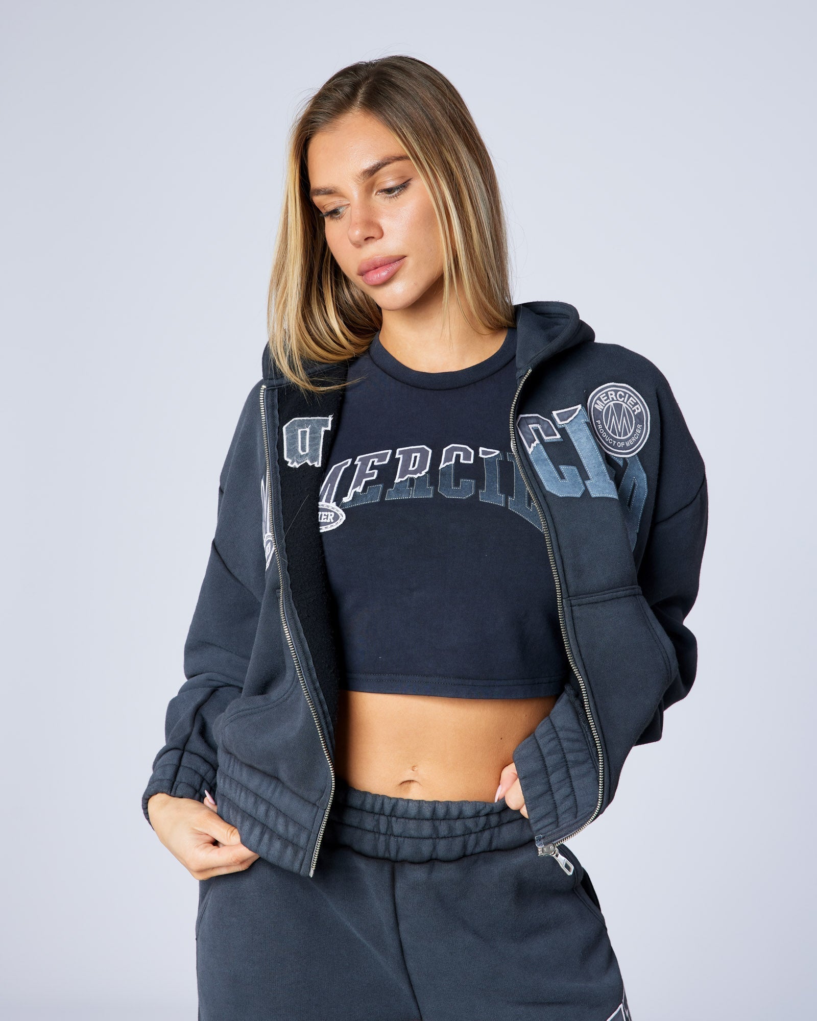 Mercier Women's Charcoal Shatter Baby Tee