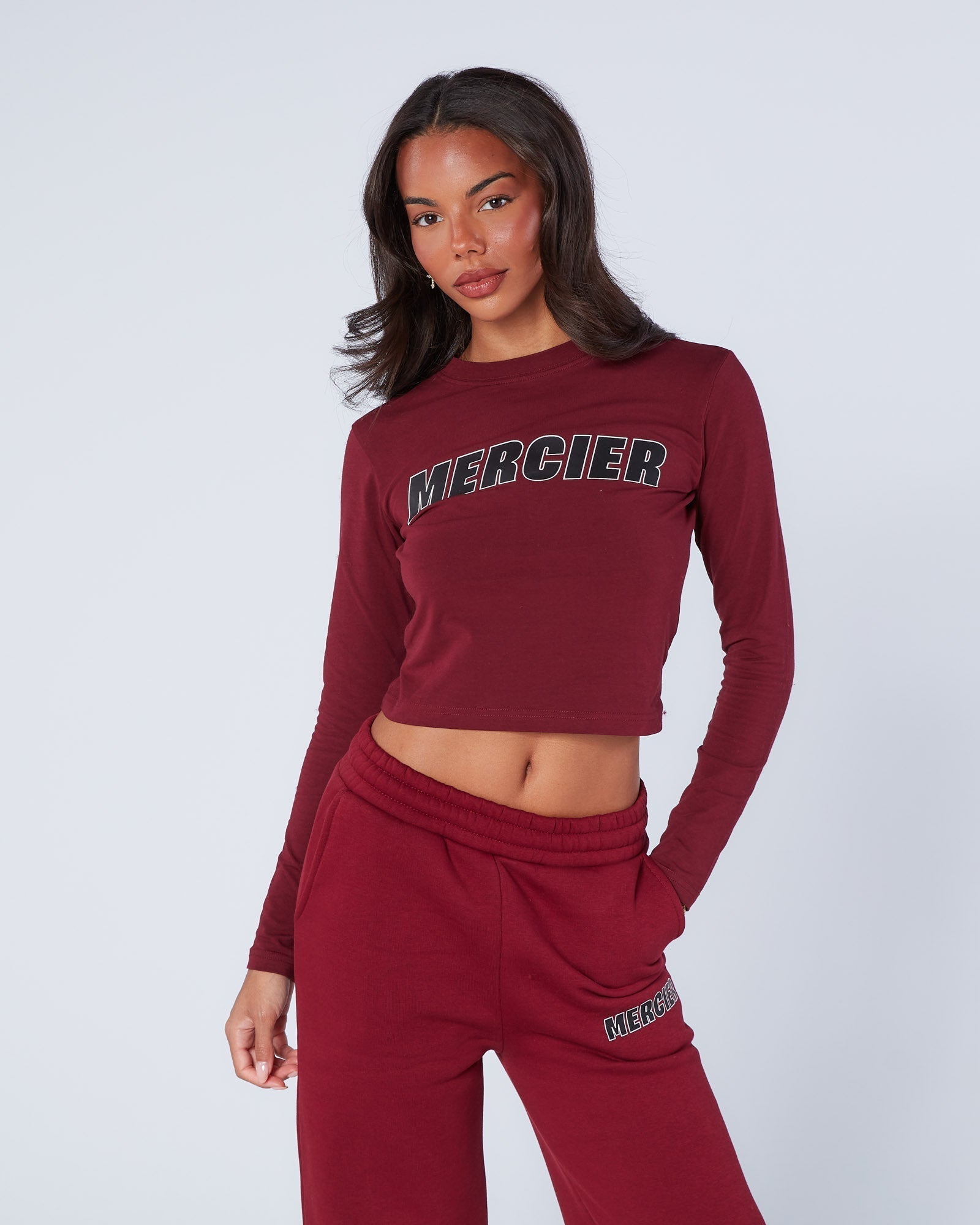 Mercier Women's Maroon Player Baby Tee
