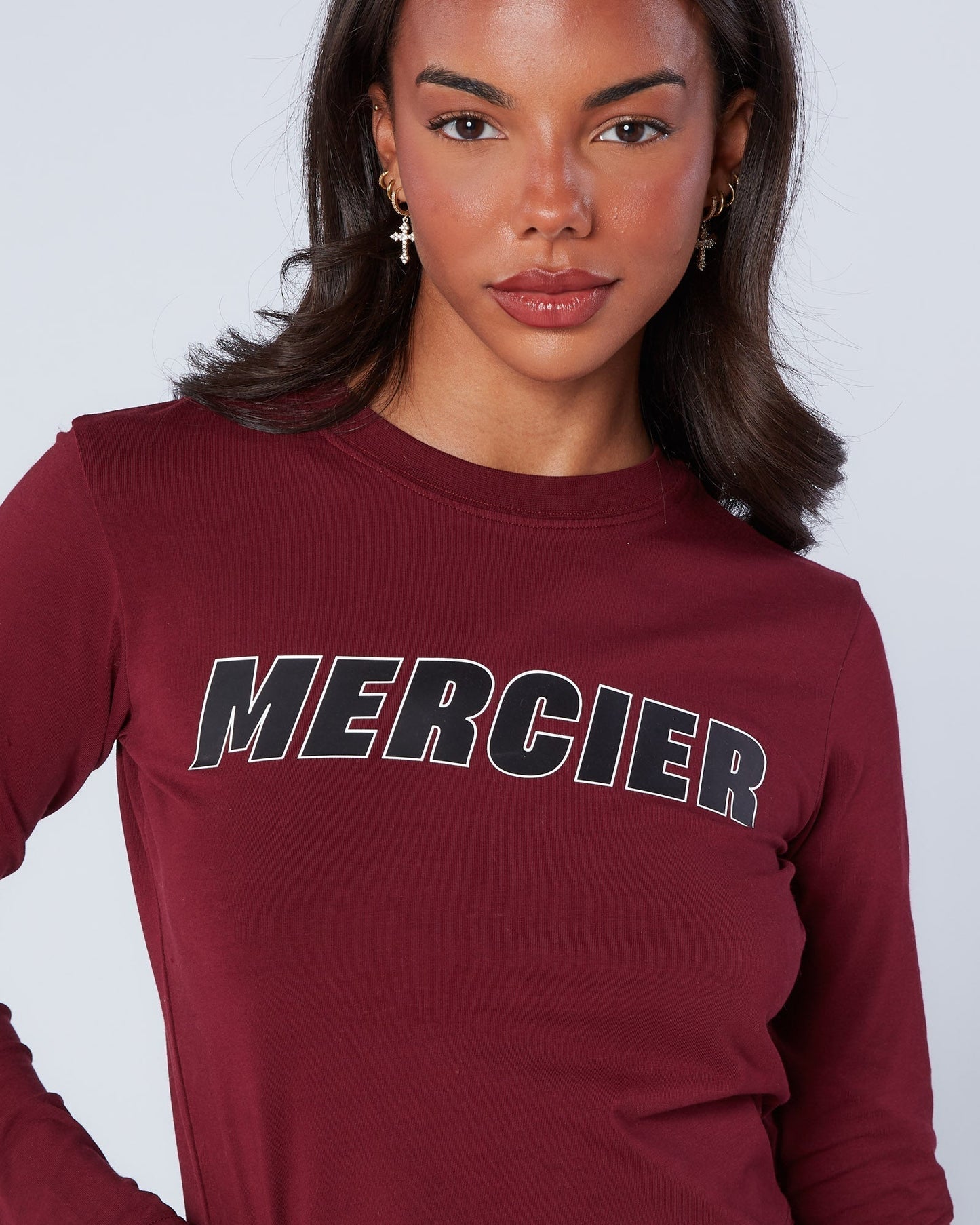 Mercier Women's Maroon Player Baby Tee