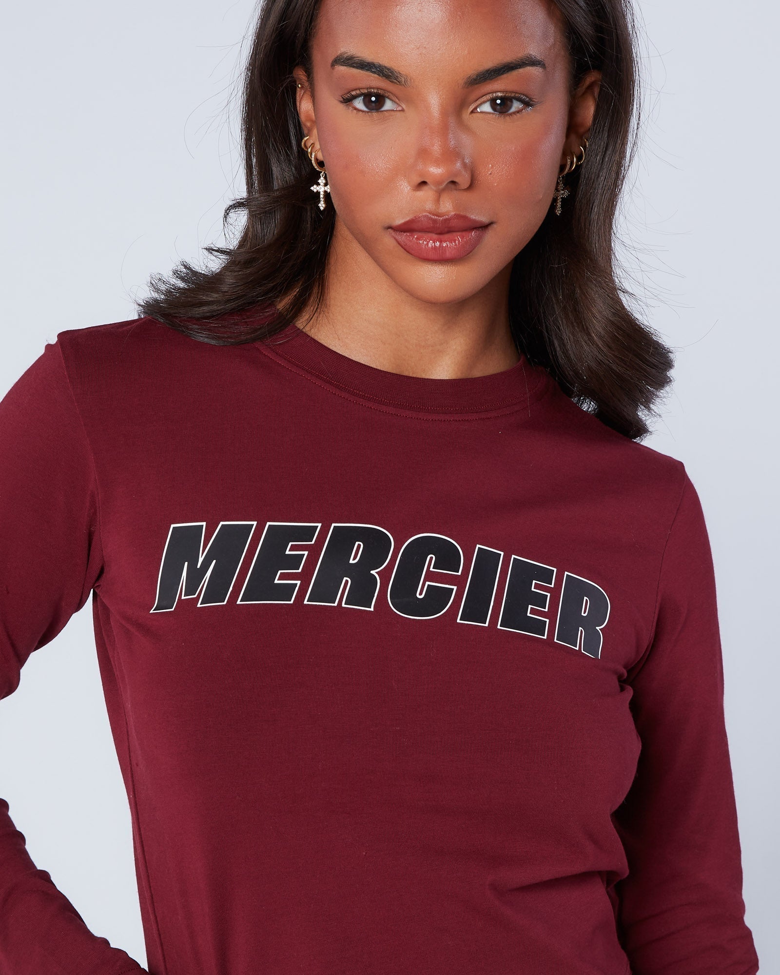 Mercier Women's Maroon Player Baby Tee