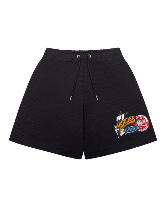 Mercier black Pin Up Airtex badge shorts